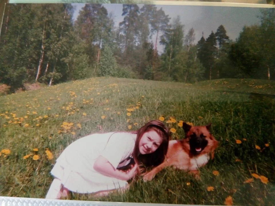 Pamela with her dog Joona - a long, long time ago.