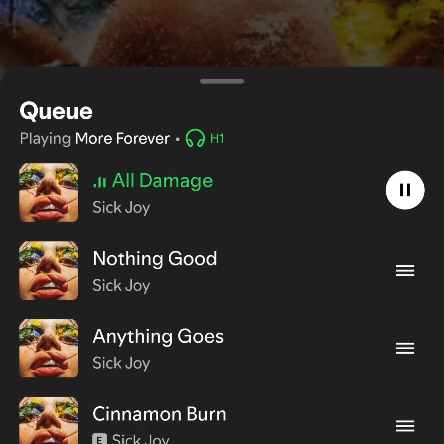 En route to London to see the amazing @sickjoyband while spinning the new album. Get it! #moreforever