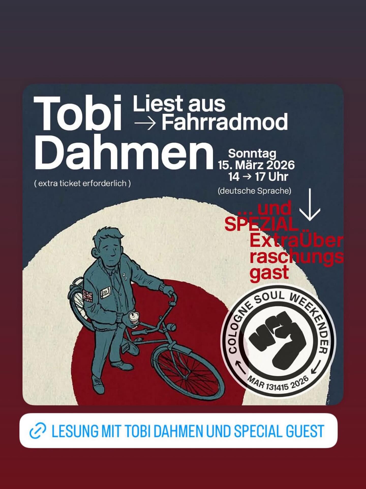 Auf geht&rsquo;s nach K&ouml;ln zum @colognenorthernsoulclub Soul Weekender. Freu mich wie Bolle. Morgen darf das Ticket dann mit den alten Ace Faces @eddiepilleraj und Martin Ollmann zusammen in der @die_wohngemeinschaft eine Lesung pr&auml;sentiere
