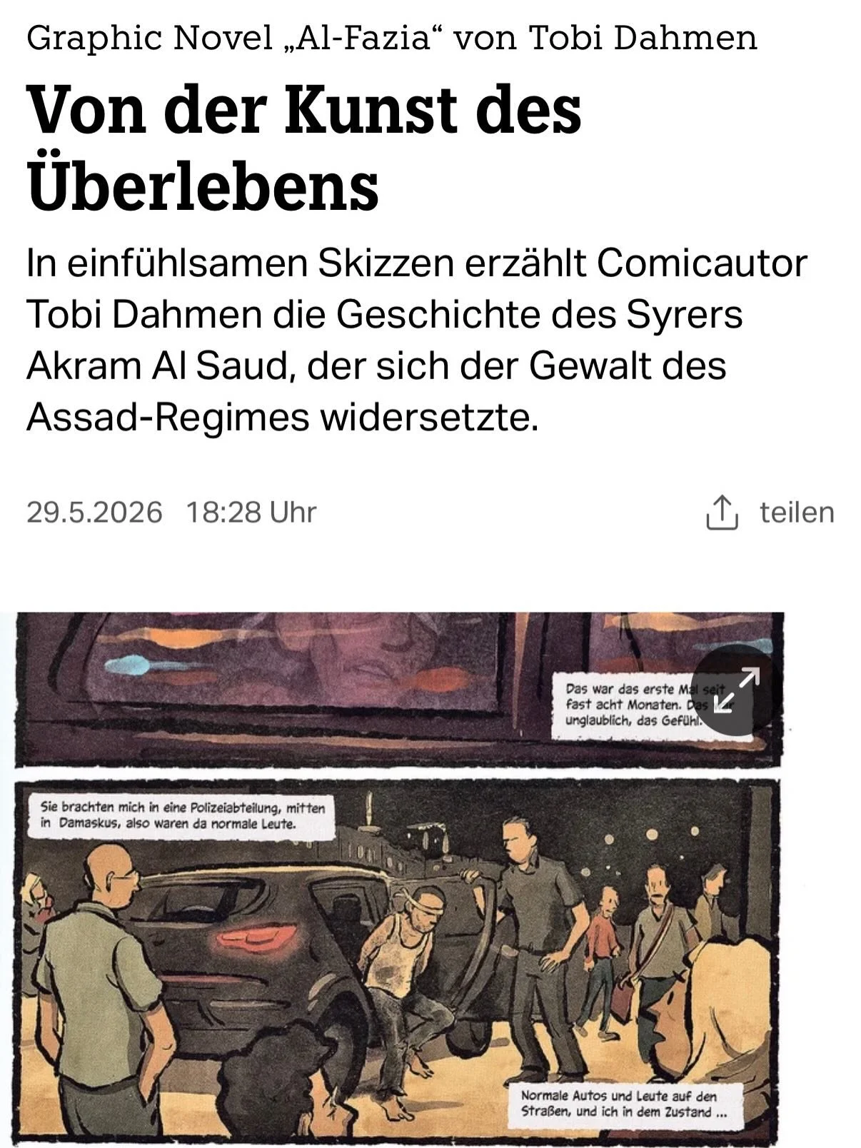 Ella Rendtorff von der @taz.die_tageszeitung hat einen sehr sch&ouml;nen Artikel &uuml;ber Al-Fazia&lsquo; und unsere Lesung in Berlin geschrieben. Wir freuen uns sehr. Den Artikel verlinke ich in den Kommentaren.

&bdquo;In den finstersten Momenten 