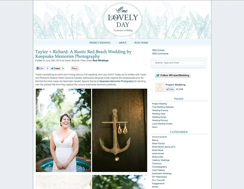 Keepsake Memories Photography Featured on Project Wedding