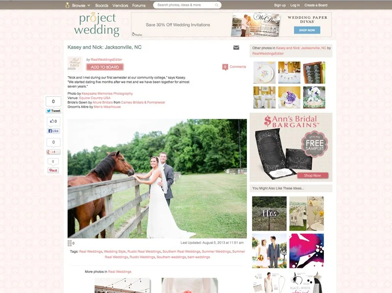 Keepsake Memories is Featured on Project Wedding