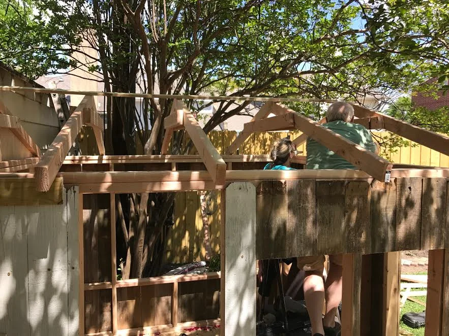 Installing the roof trusses