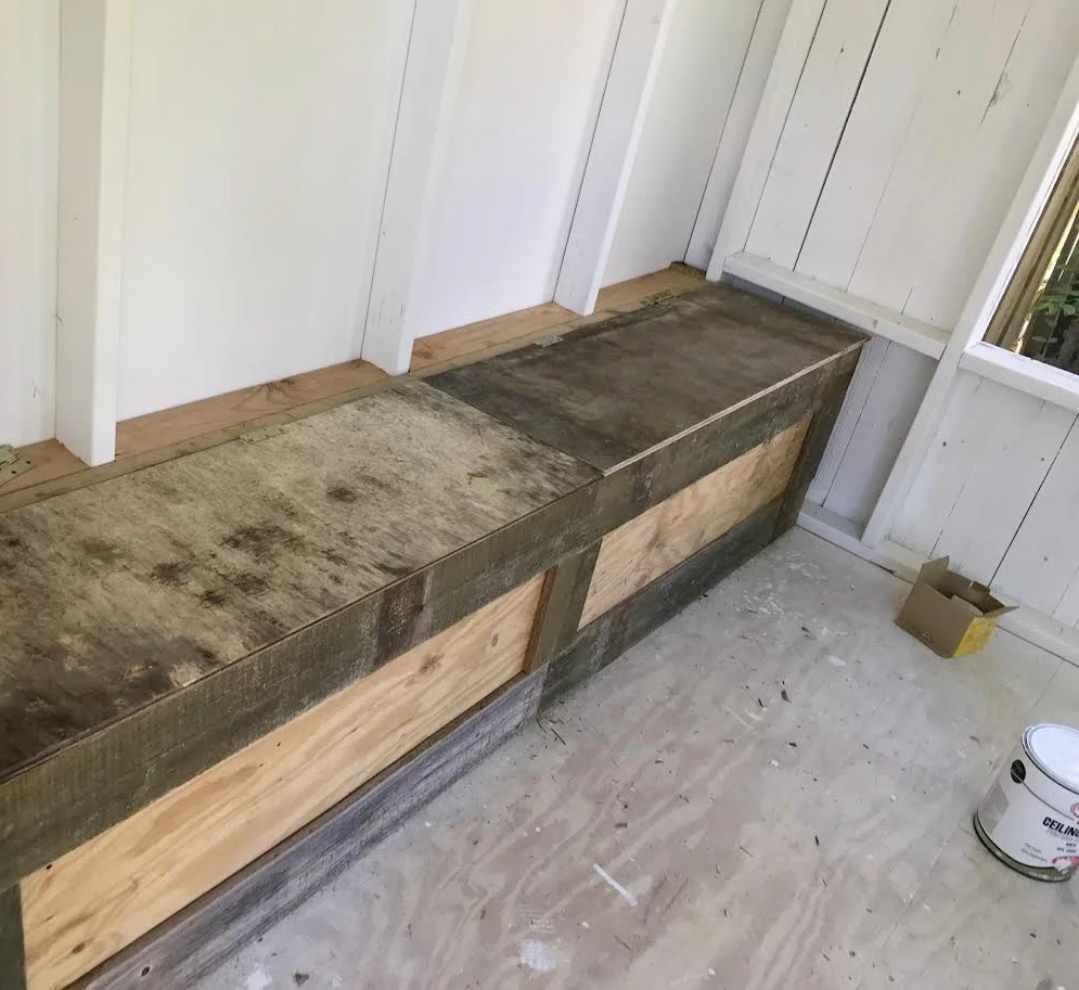 Thank goodness for paint!! This leftover wood would not be pretty on its own!! 