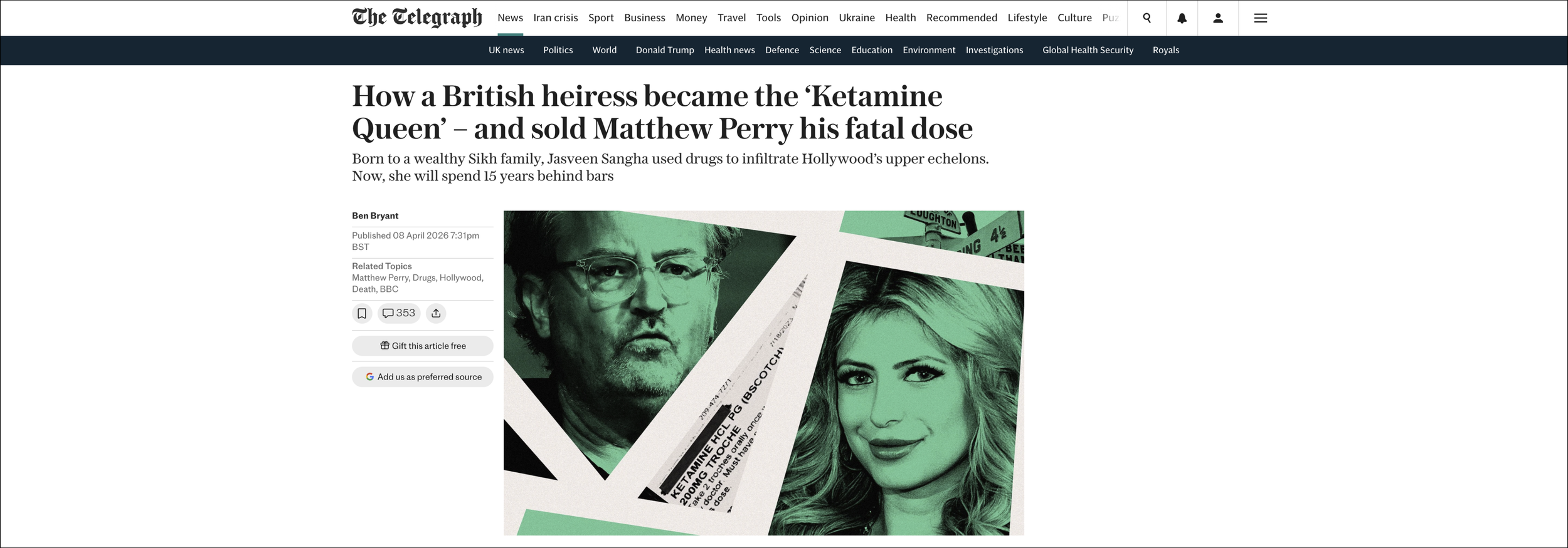 Ketamine Queen BBC documentary Telegraph article