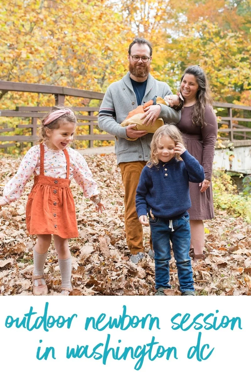 Outdoor Fall Newborn Family Session | Rock Creek Park