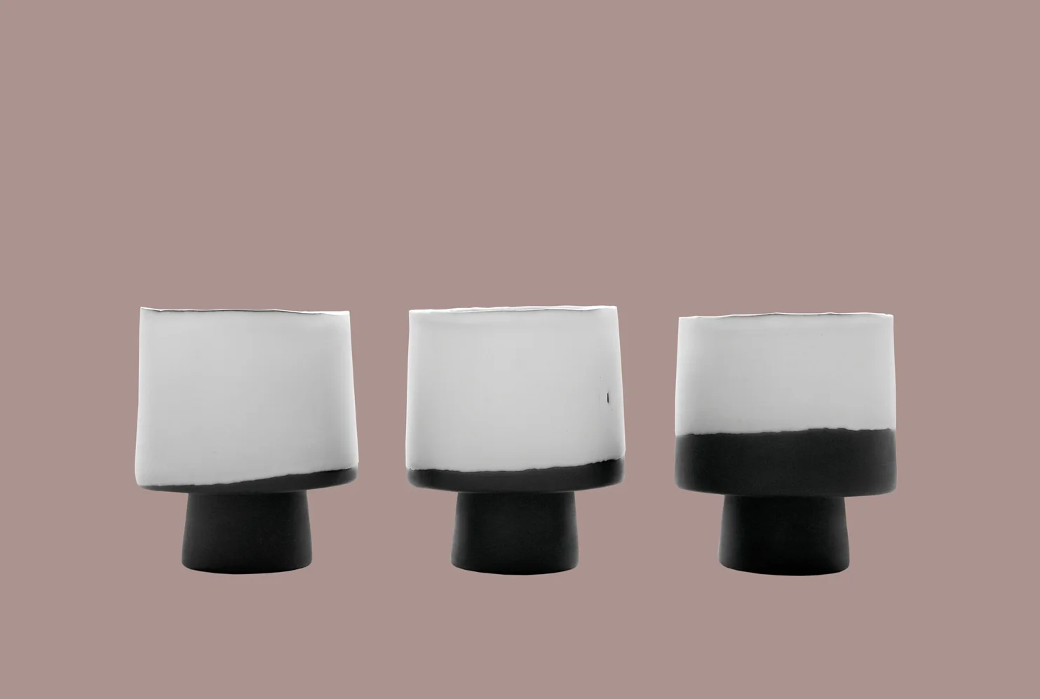 GLACIER • goblets • cast black china • white glaze