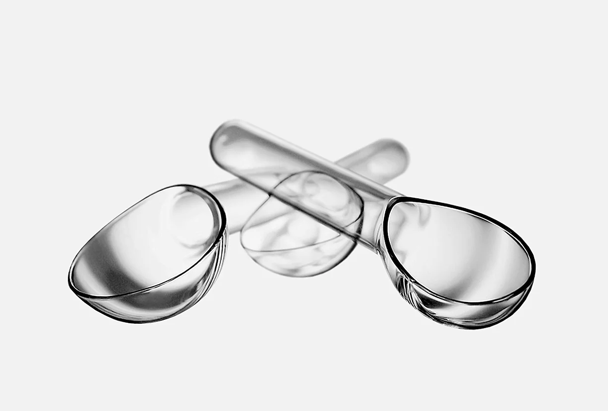 NIHIL • serving spoons • hand blown borosilicate glass • W150MM