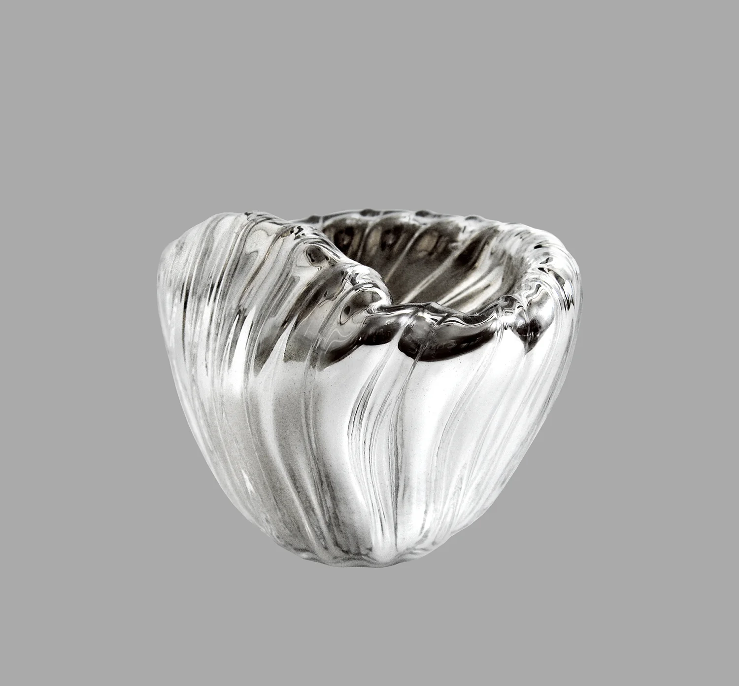 UNKNOWN LANDSCAPES • vessel • hand blown & silver mirrored glass