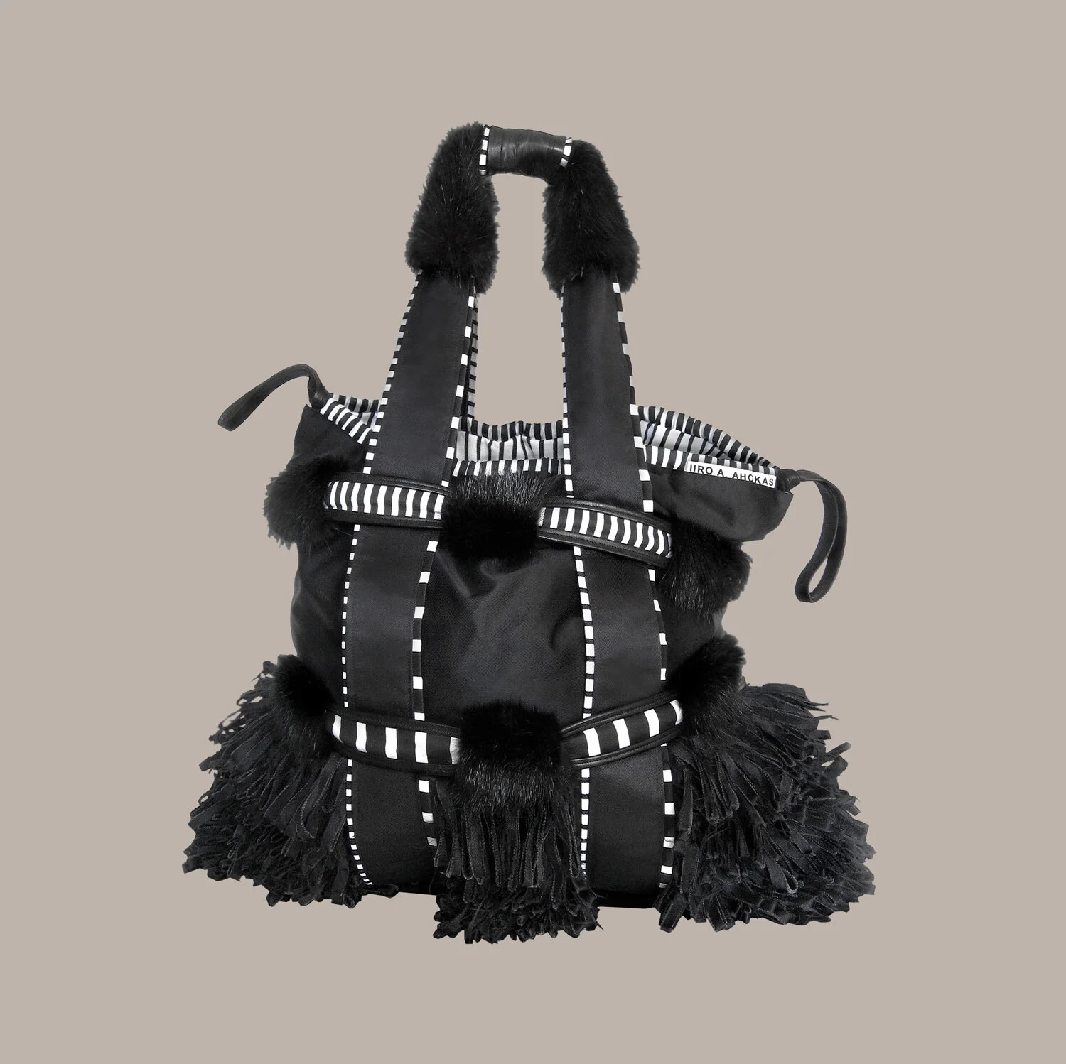 HOW DO I LOOK? • shoulder bag • nylon, upcycled leather and fur, cotton