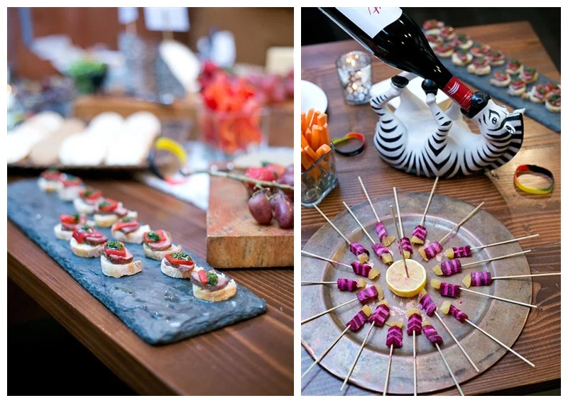 The zebra wine holder from South Africa is an example of putting the cheer in charity and the magical beet hors-d'oeuvre was a favorite with all
