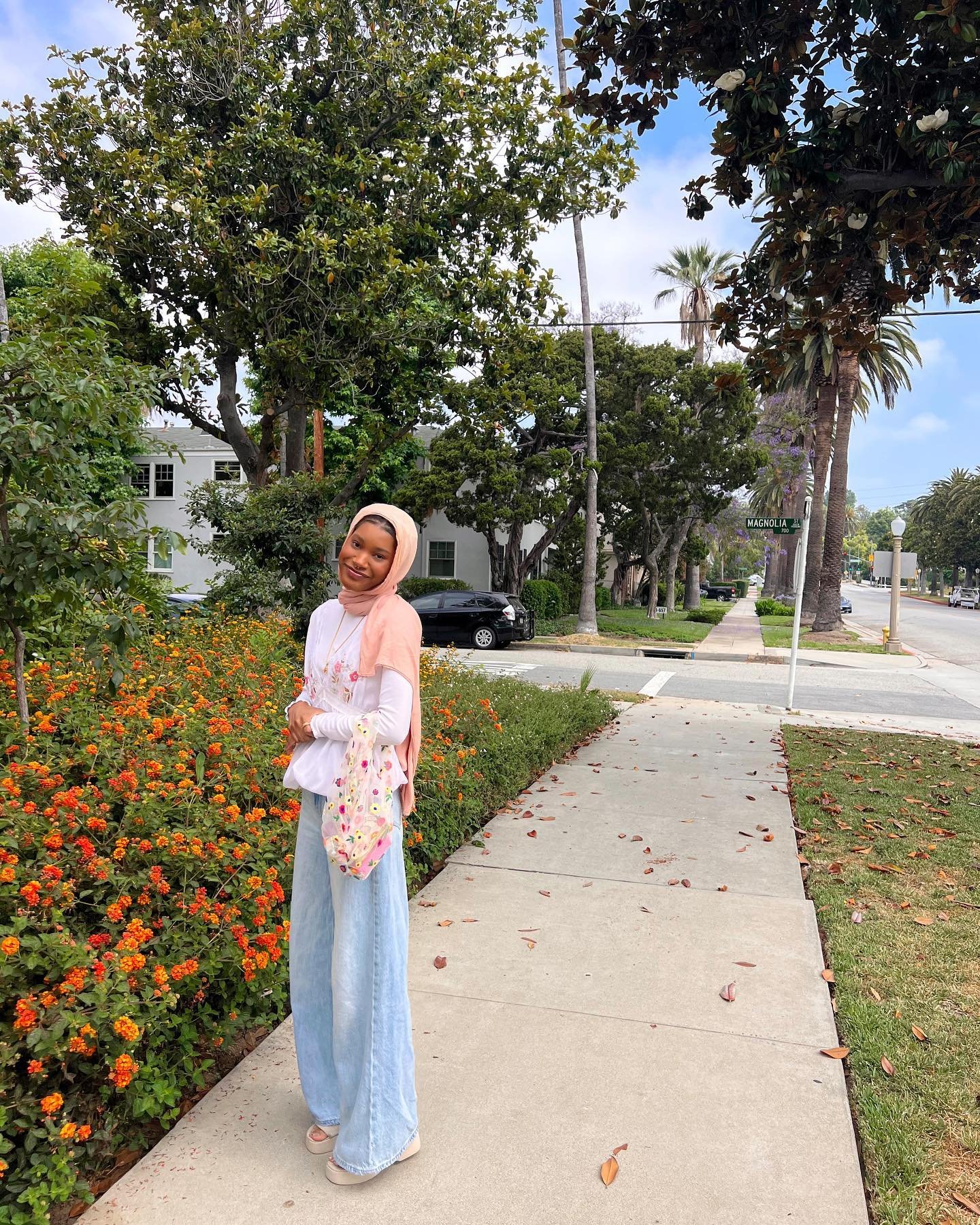 @simply.sahar is casual and comfy in her boho and floral look
