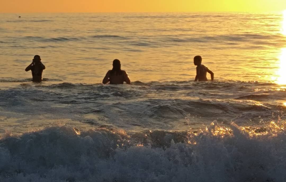 Bodysurfing at sunset, Mission beach. Our last night in glorious #California.