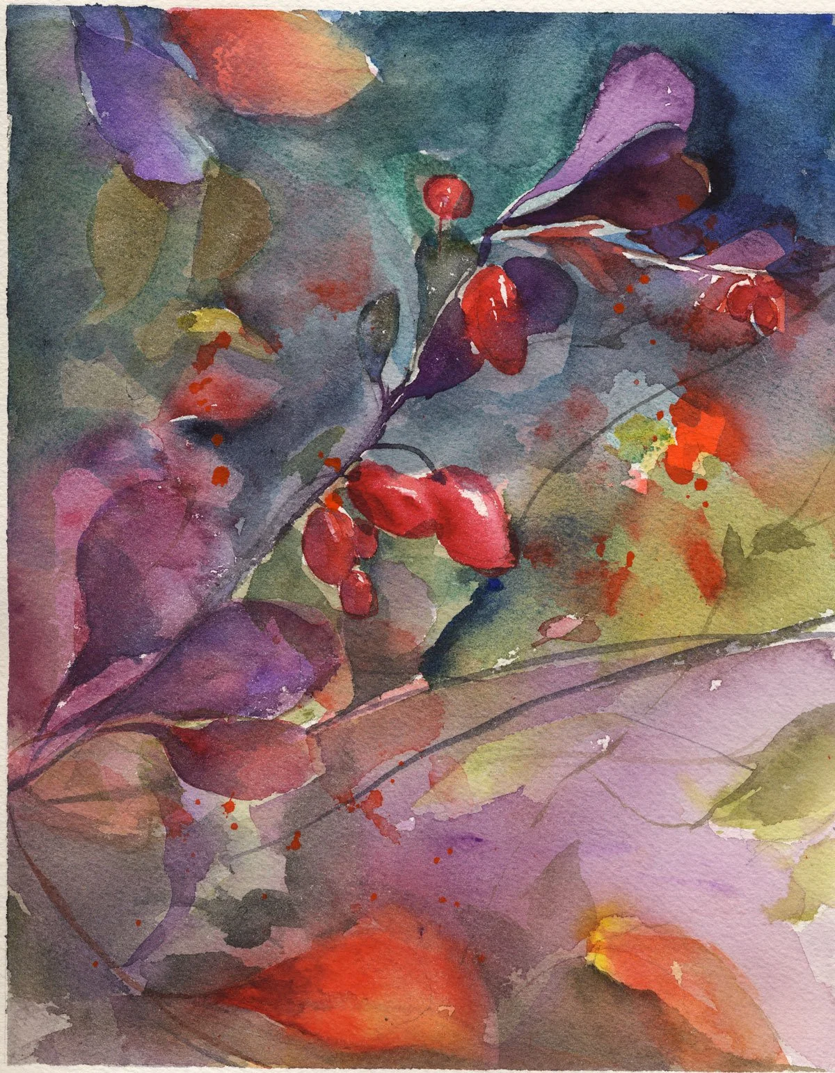 watercolor Fall colors Minneapolis Minnesota