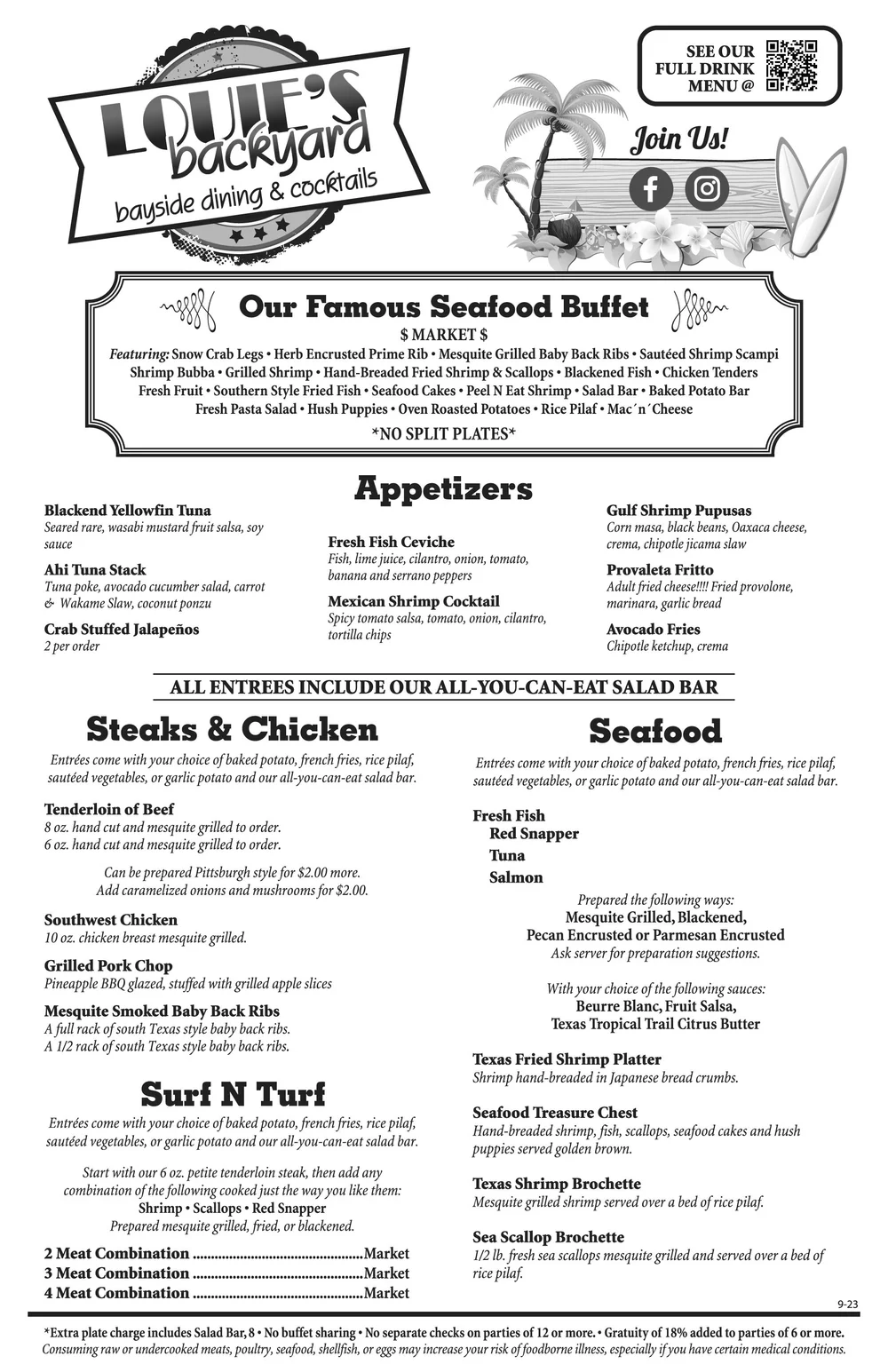 Downstairs Dining Menu — Louie's Backyard