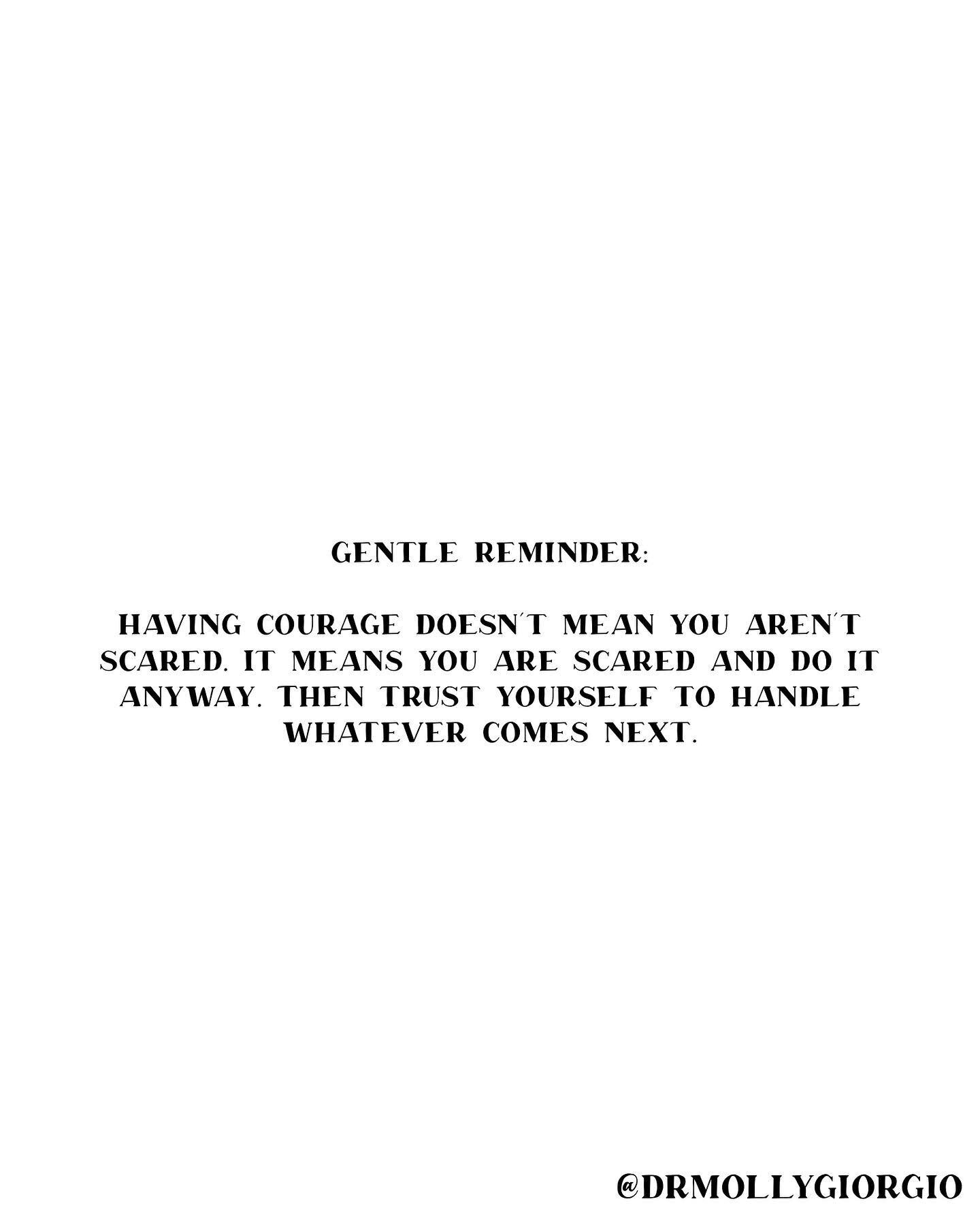 ✨Courage can be a whisper, not always a roar. Being brave can look like setting a boundary, taking a chance, getting up again the next day, holding yourself accountable, prioritizing your health, saying the truth and whatever else it means to you. Wh