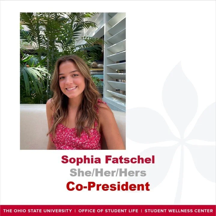 Today, we are highlighting our Co-President Sophia Fatschel. Sophia served as our Vice President last year and is continuing to support in a leadership role this academic year. Kudos to Sophia and all that she does to support our students.