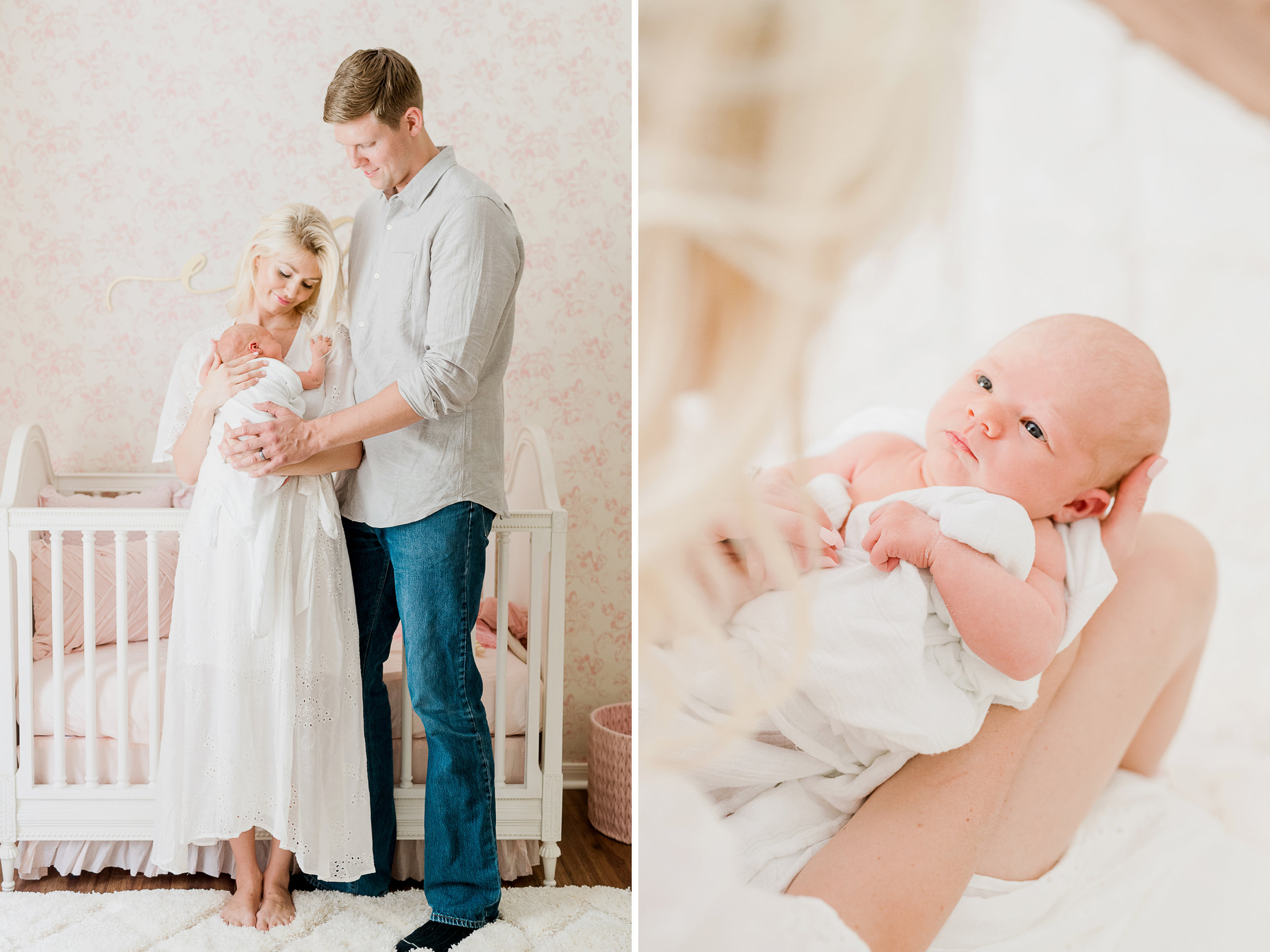 bright and light in home lifestyle newborn photo