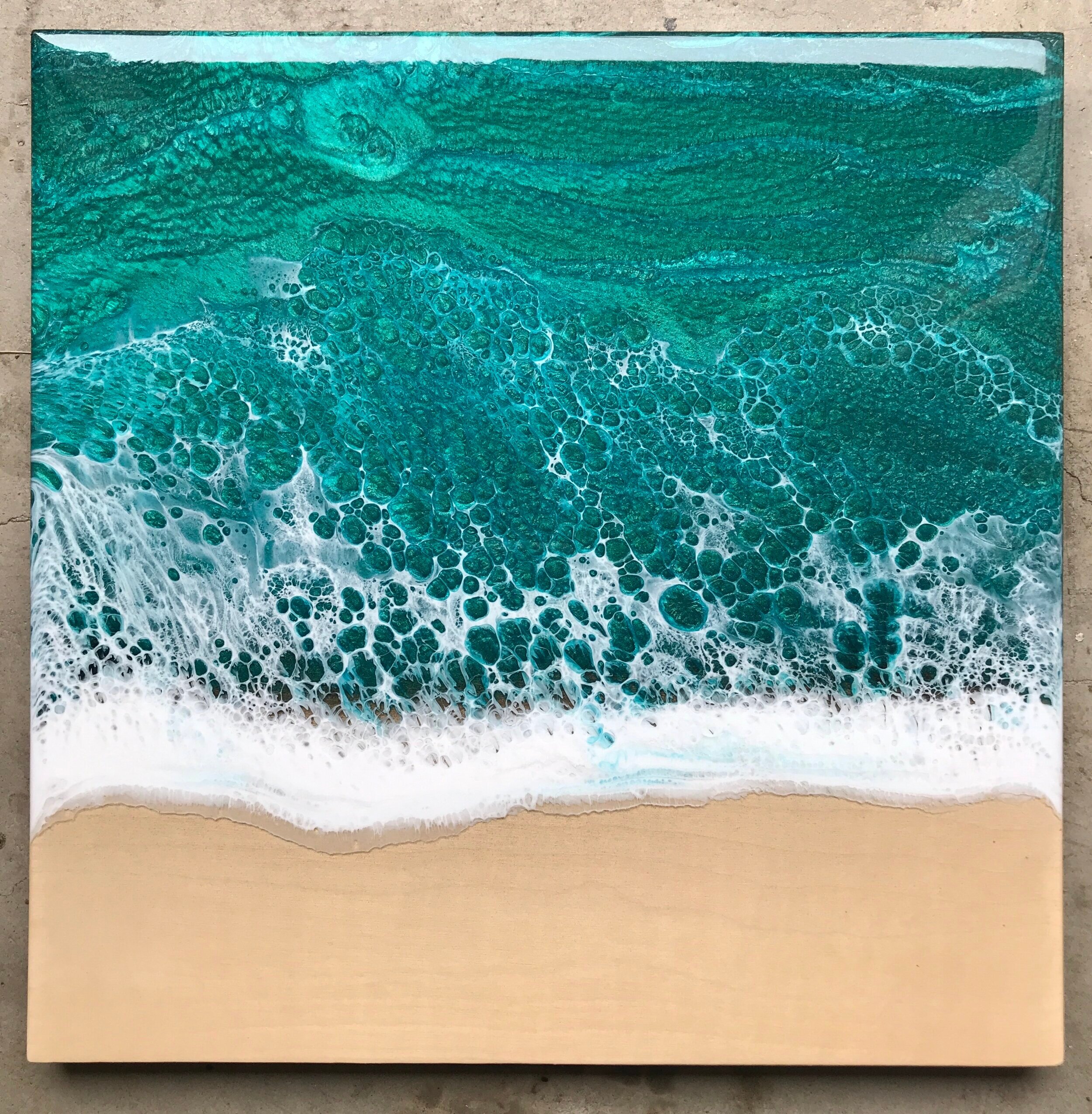 12x12 in. metallic water scene