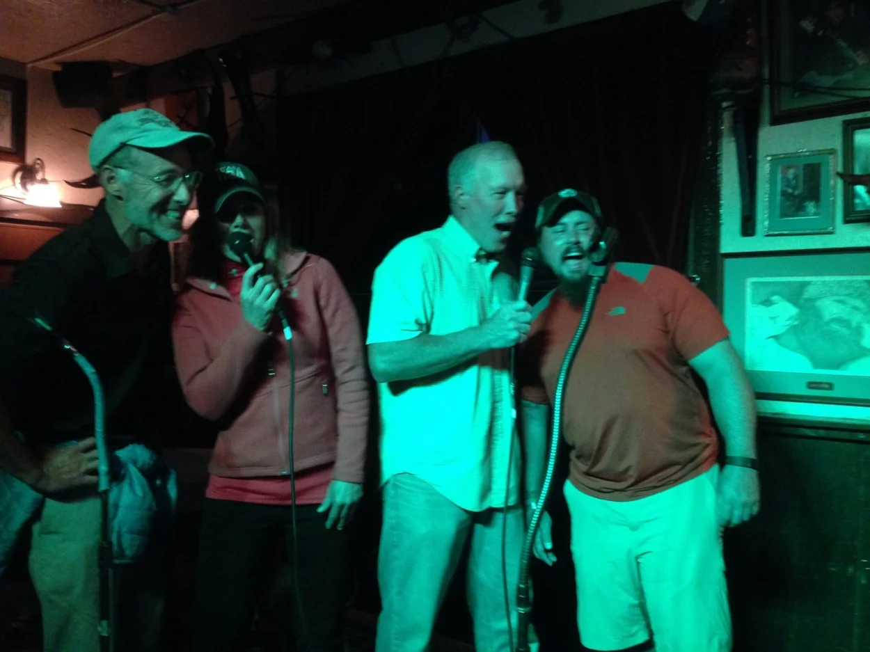  Cold on the glacier, but pretty bad karaoke warms it up. 