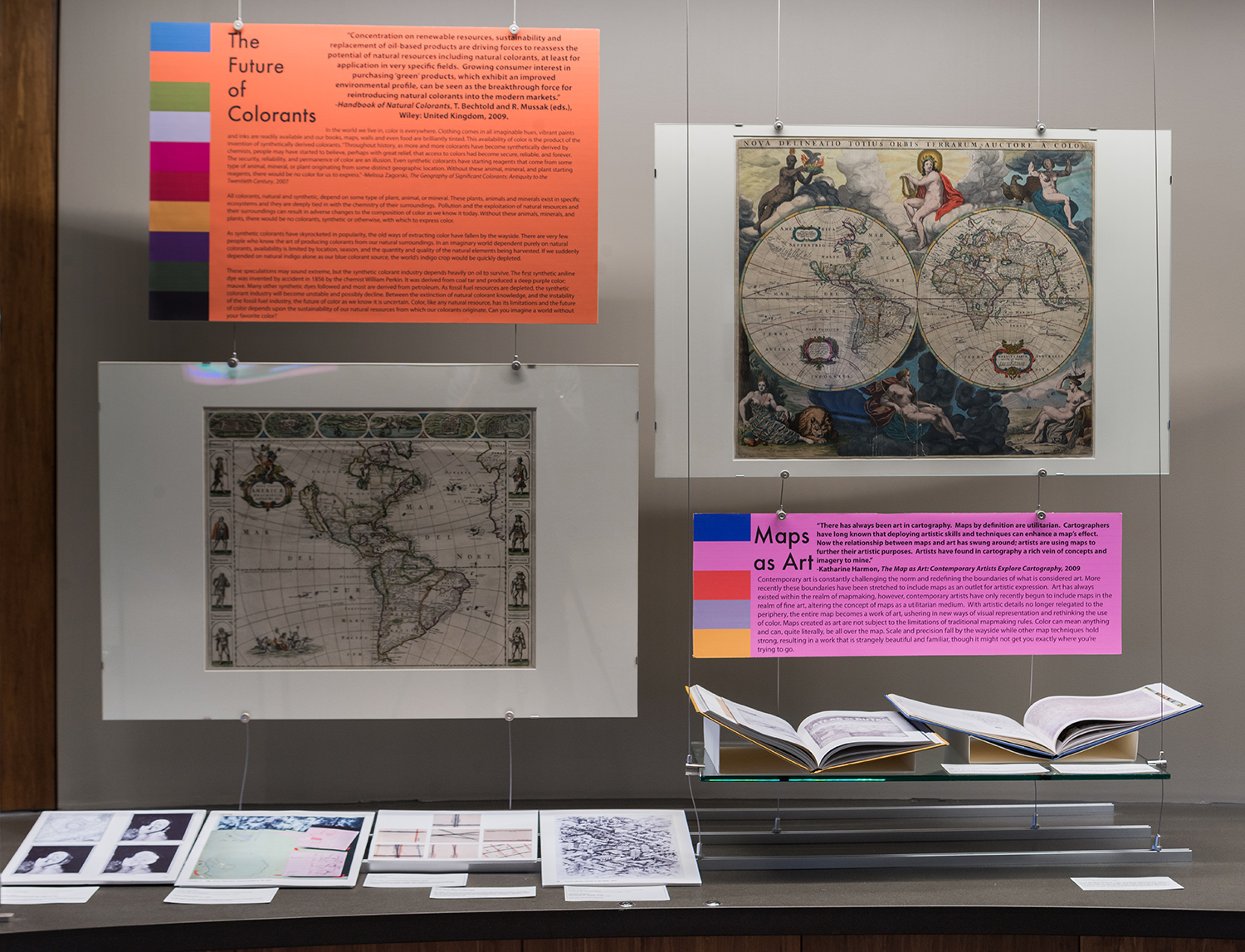 Displays from the glass exhibit case