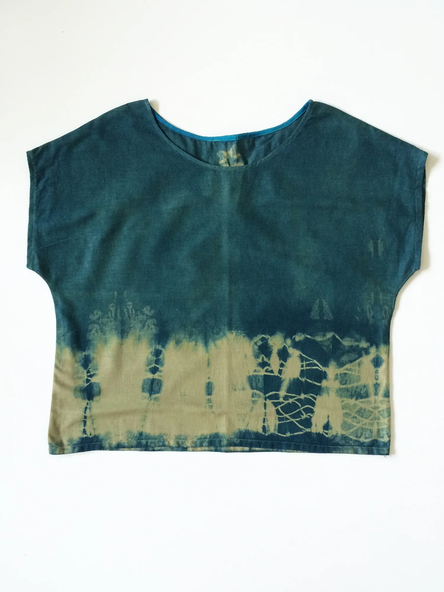 Indigo Box Top // Made from recycled cotton fabric and dyed with indigo. // July 2016