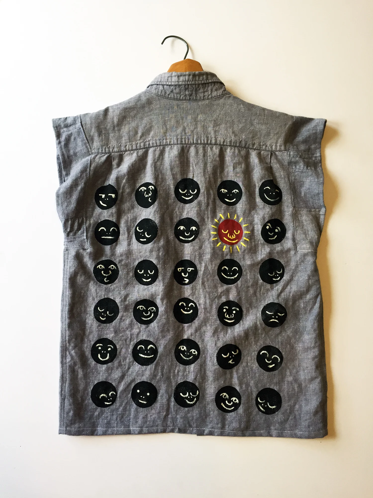 Solar/Lunar Babes // Recycled linen box top, block printed and hand painted // August 2017