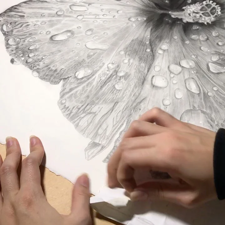 Here&rsquo;s some #ASMR for you all and detail shots ➡️. The Wet Hibiscus drawing is now up for sale on my #Etsy shop, with prices starting at $100 and vary by size. These are limited edition giclee prints and will be signed and numbered by me. DM if