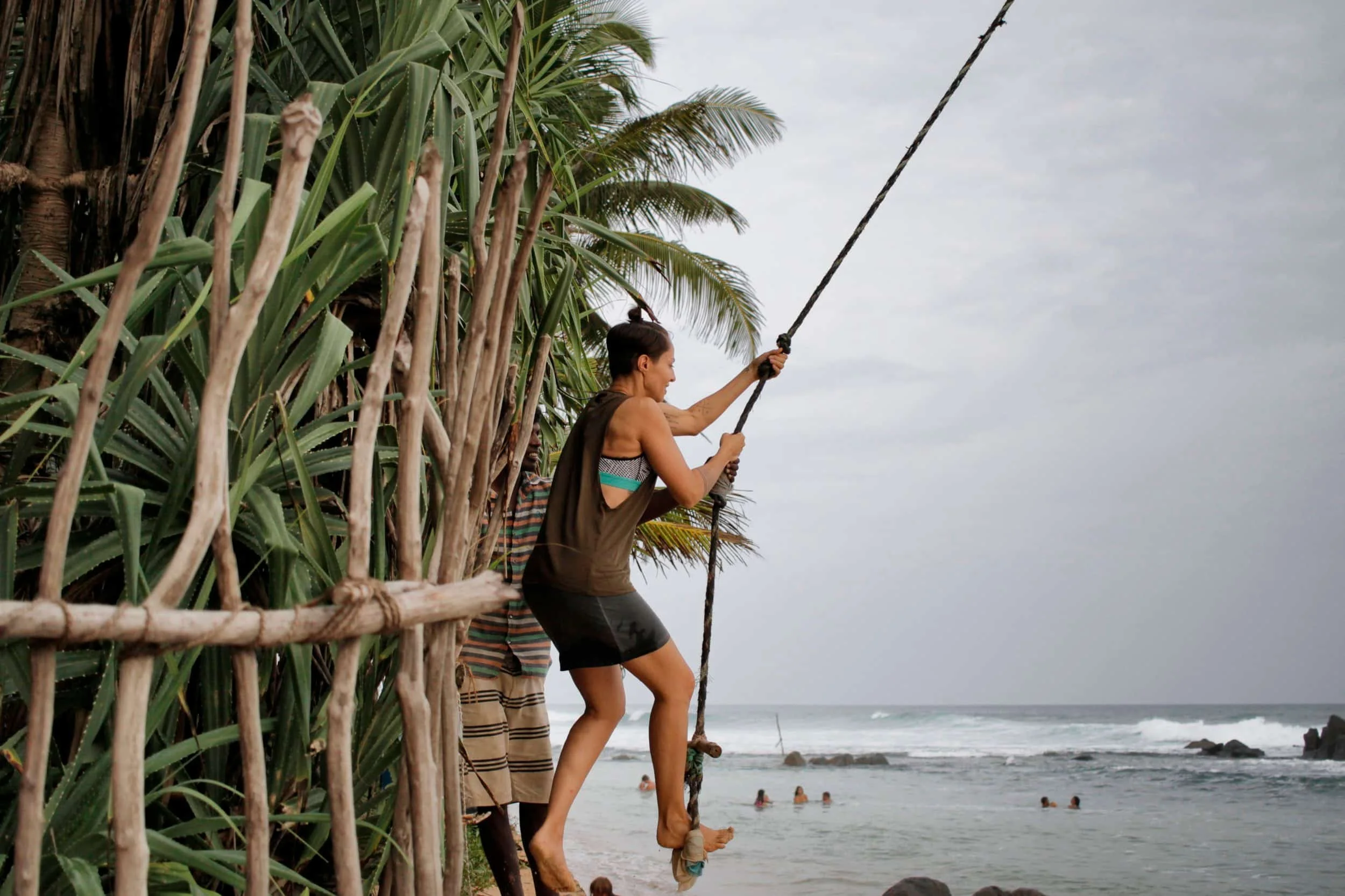 Dalawella Beach rope swing