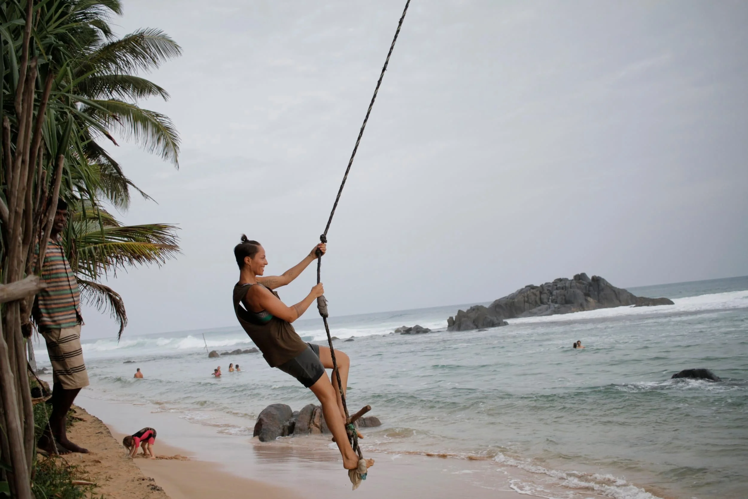 Dalawella Beach rope swing