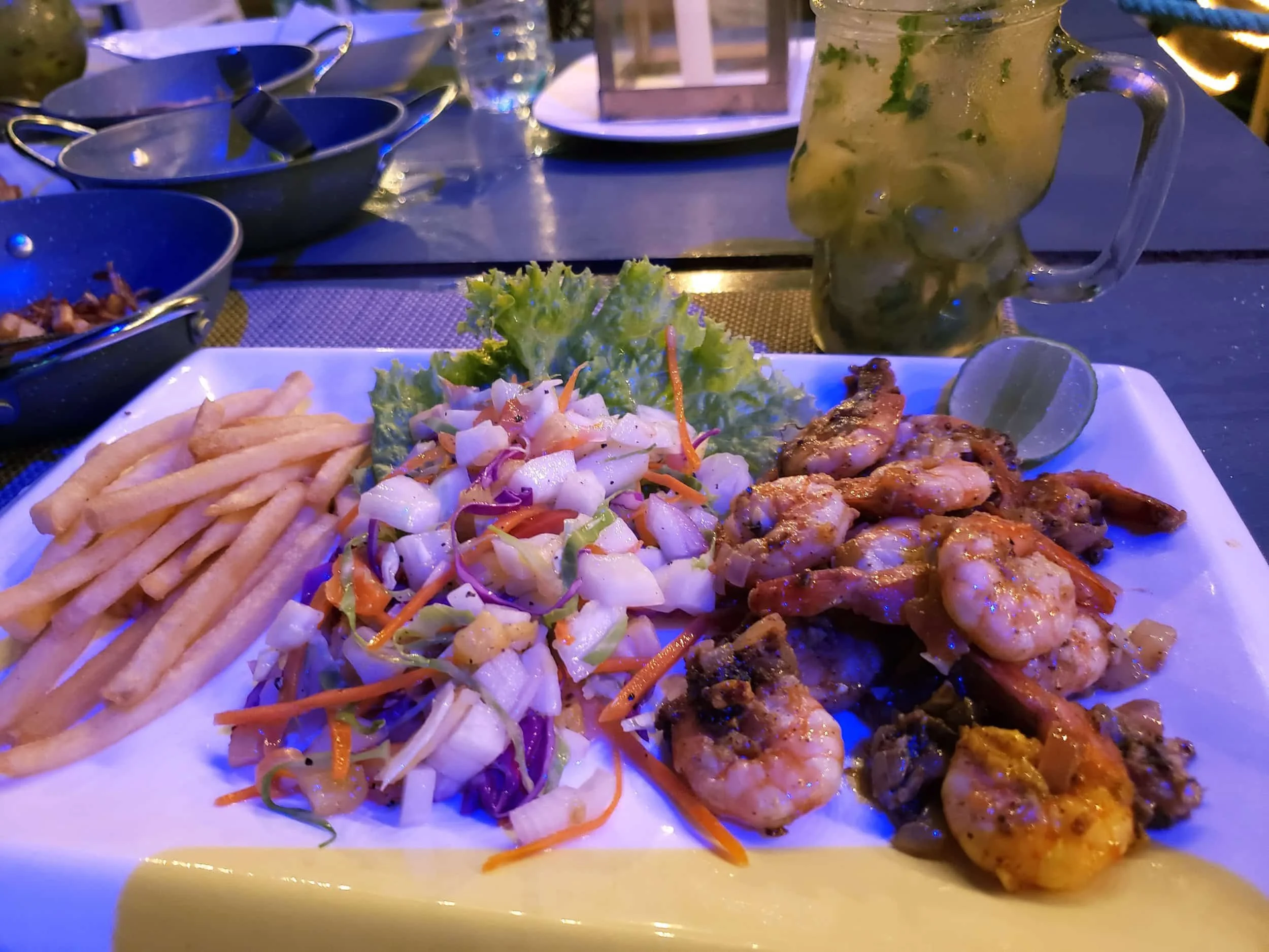 Dinner plates at Kabala Sunset Cafe