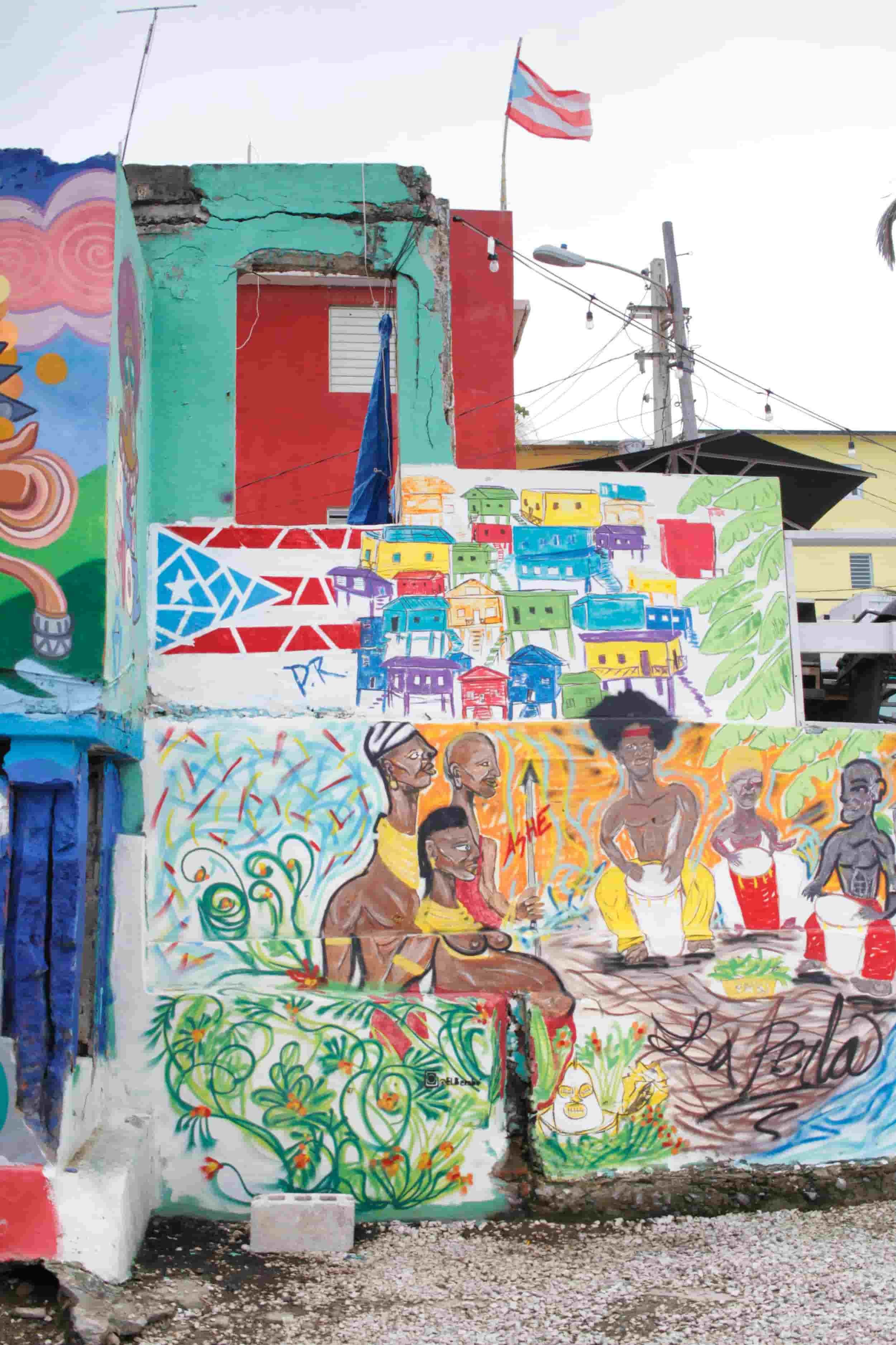 Grafitti buildings in La Parla in Viejo San Juan PR