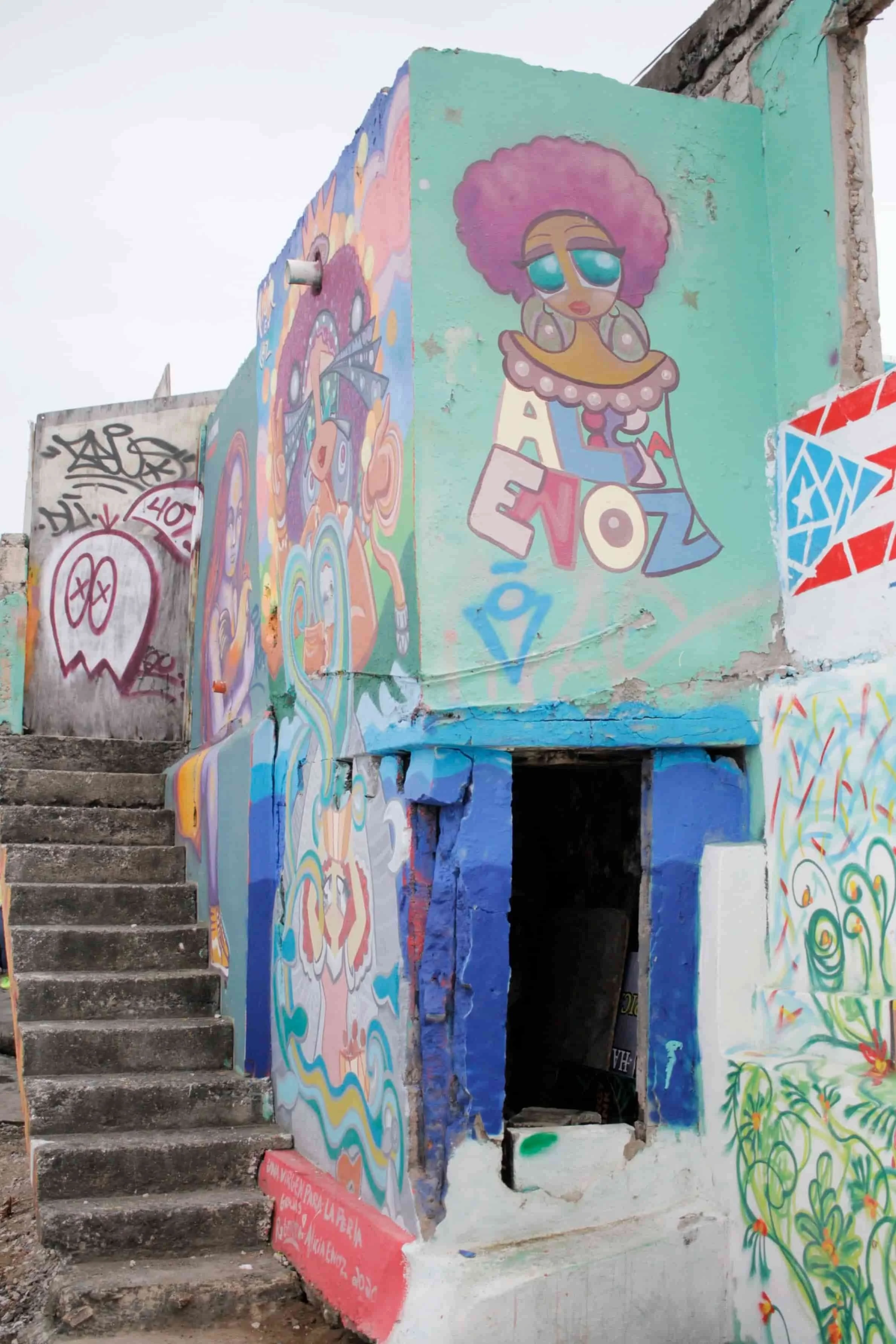 Grafitti buildings in La Parla in Viejo San Juan PR