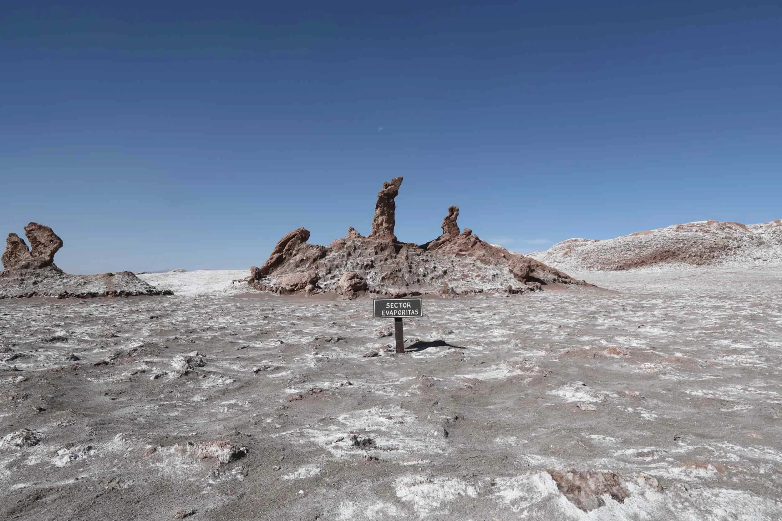 Three Marys rock formation in Valle de la Luna Chile, otherworldly landscape