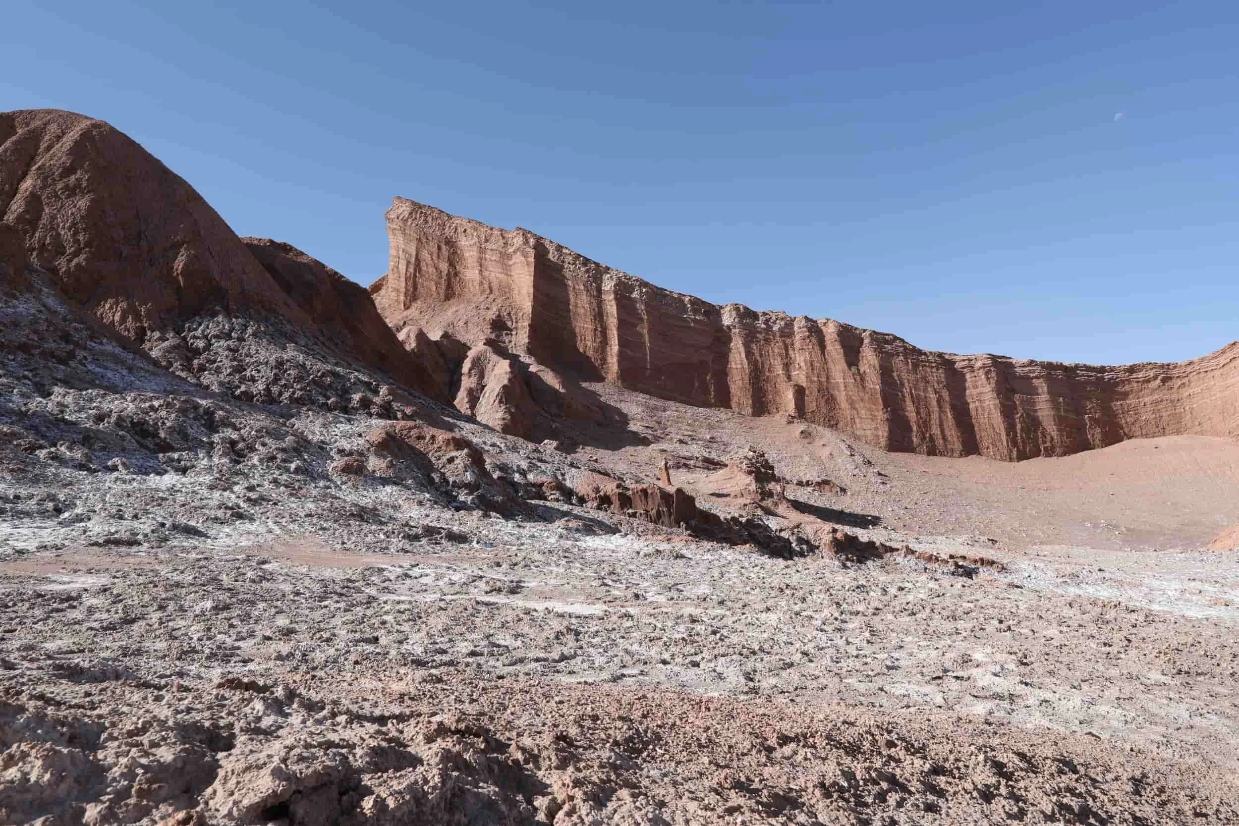 Amphitheater rock formation in Valle de la Luna Chile, otherworldly landscape