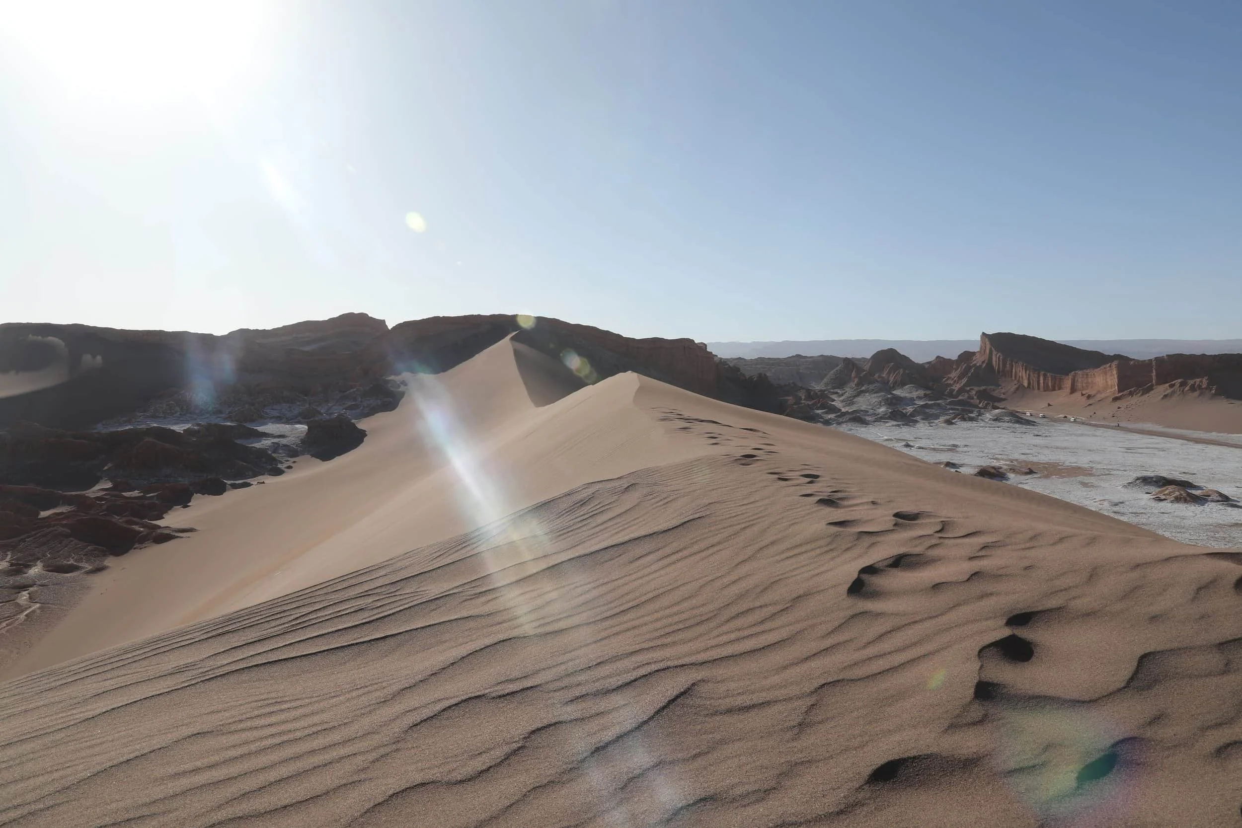 Valle de la Luna Chile, otherworldly landscape, at the top of Great Dune