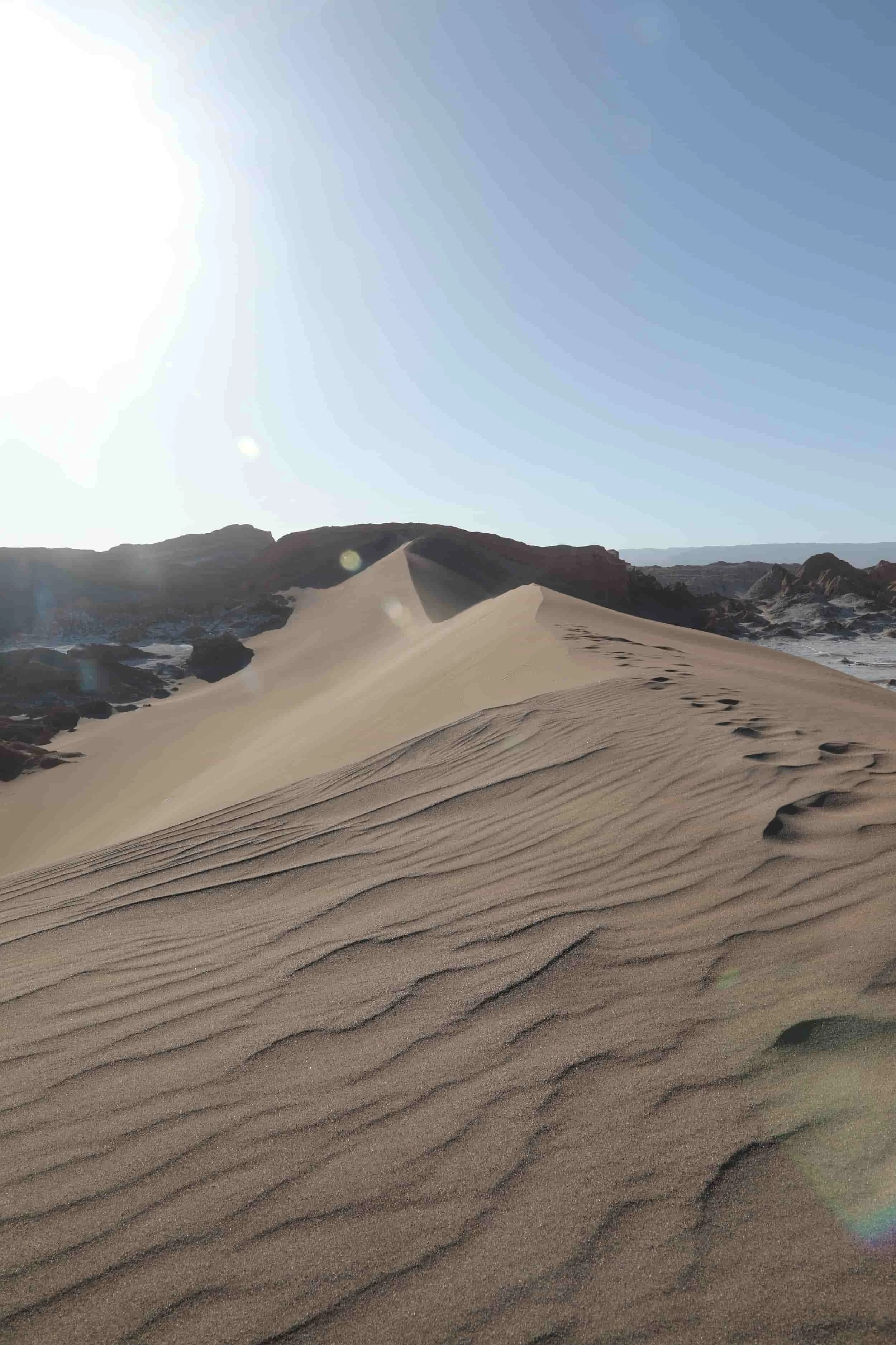 Valle de la Luna Chile, otherworldly landscape, at the top of Great Dune