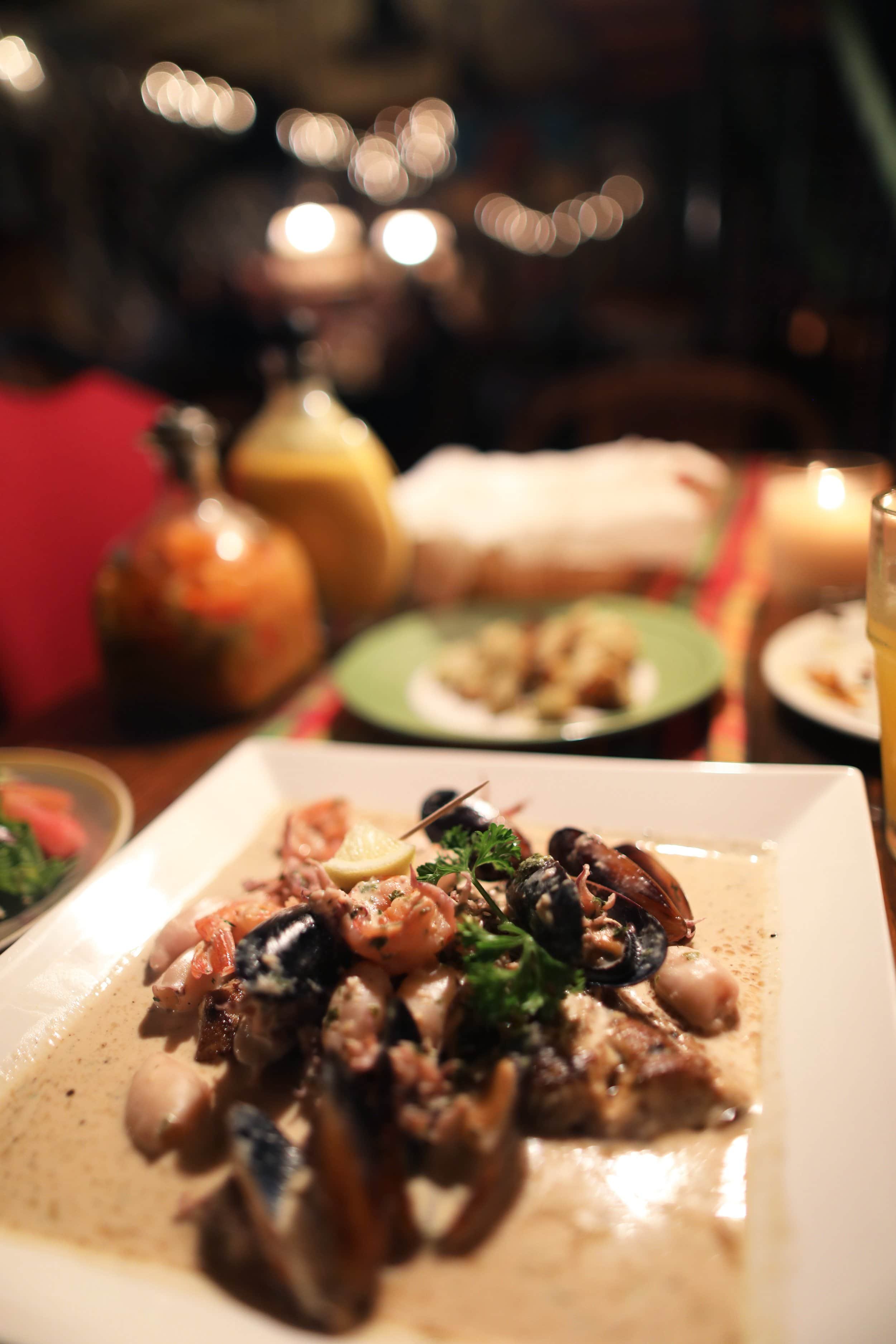 Seafood dish at Papa Zouk's on Antigua island