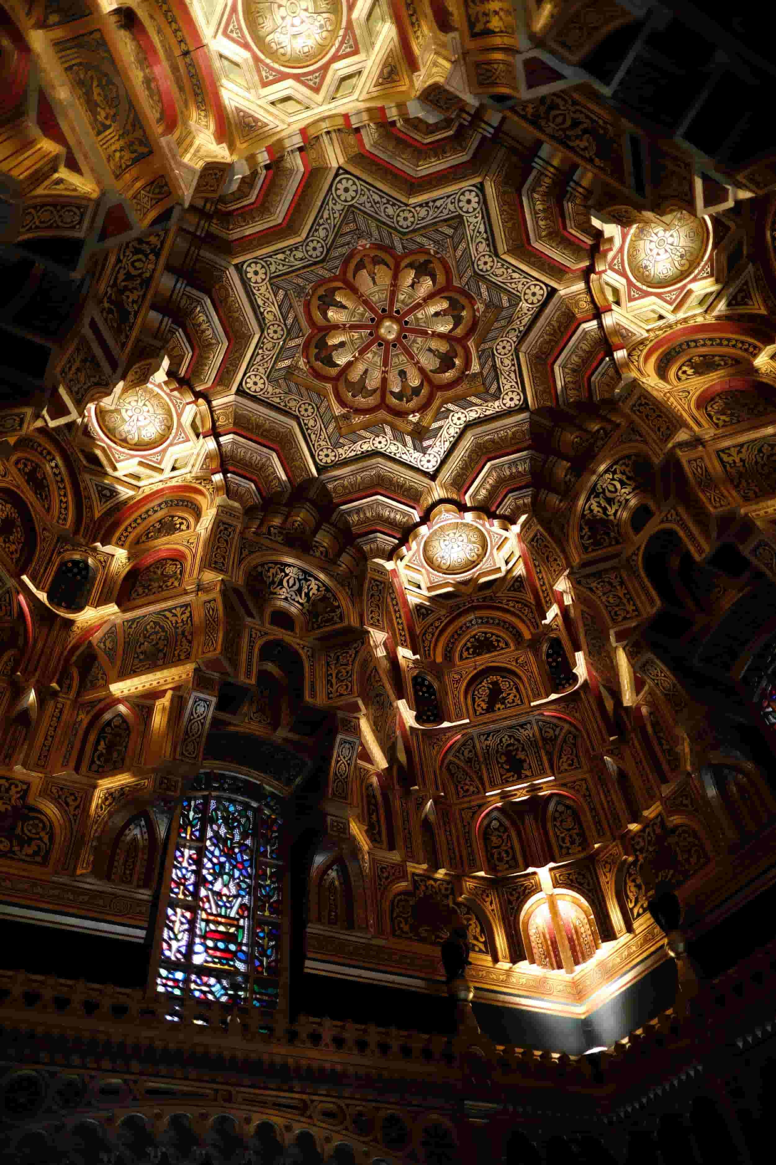 The Apartments at Cardiff Castle, gold leaf ceiling, Cardiff UK