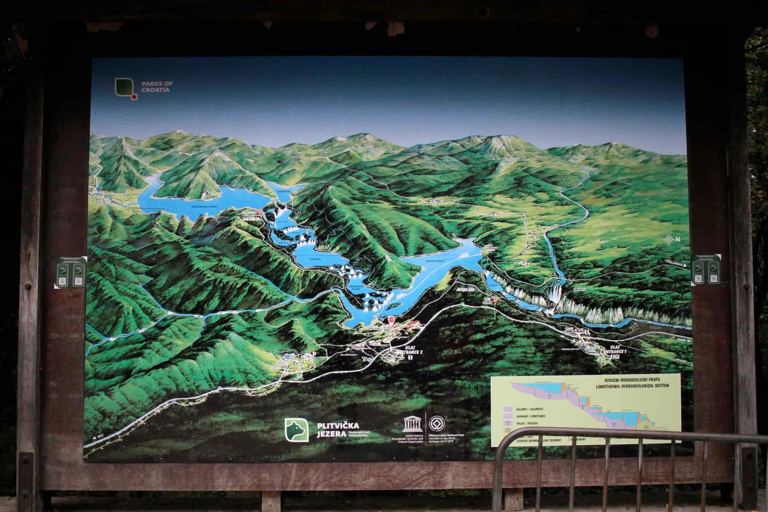 Map of Plitviče Lakes National Park
