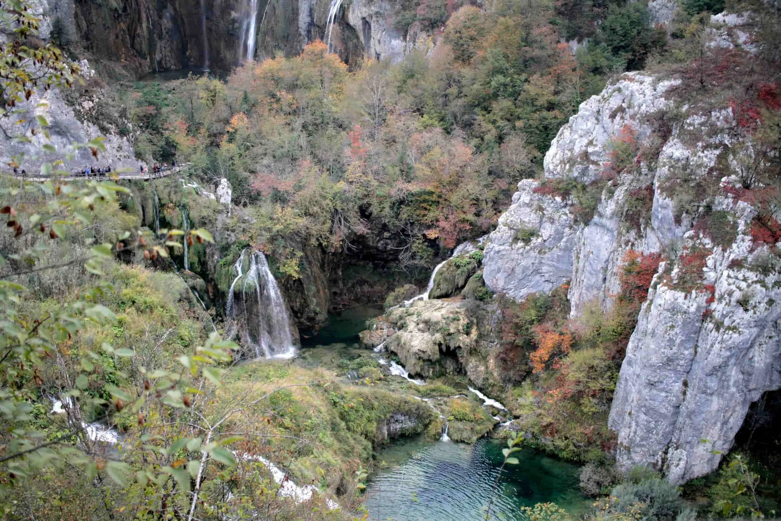 Forest, waterfall and lake views of Lower Lakes at Plitviče Lakes National Park Croatia