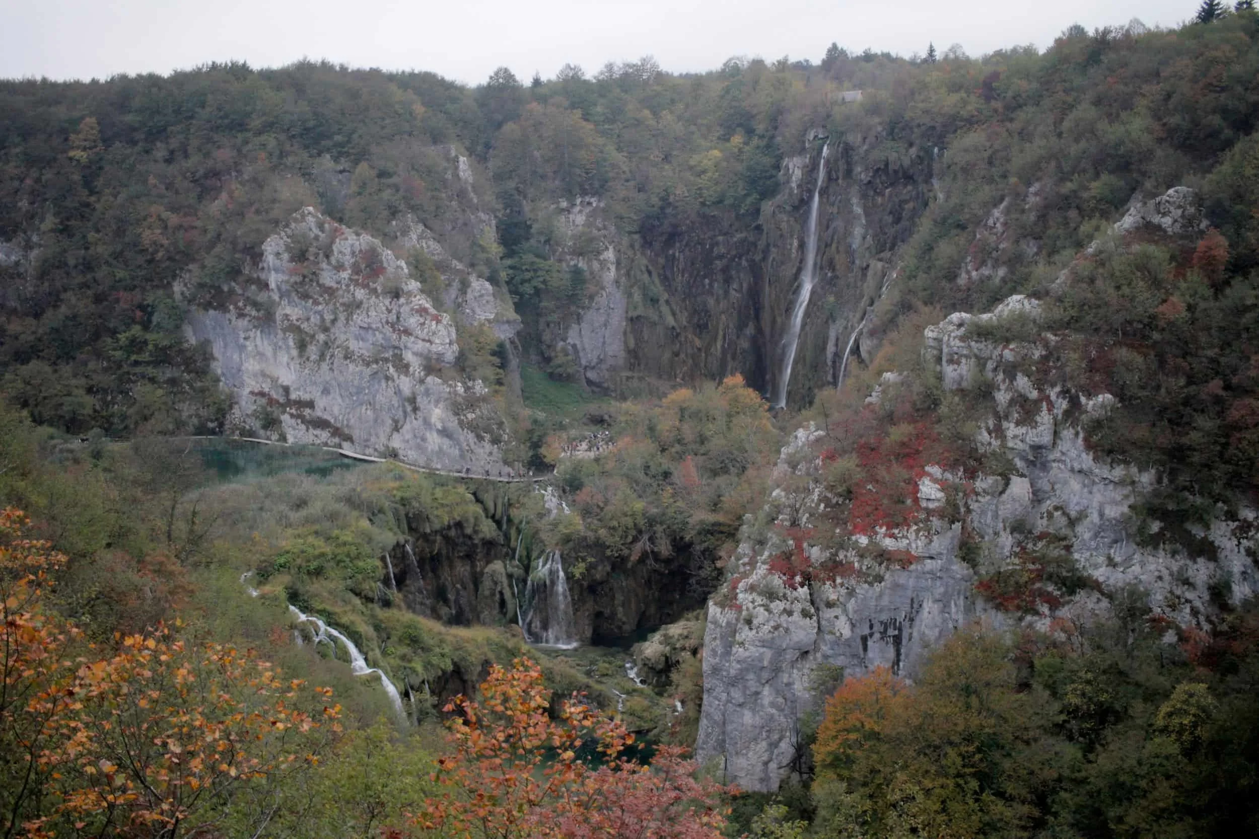Forest, waterfall and lake views of Lower Lakes at Plitviče Lakes National Park Croatia