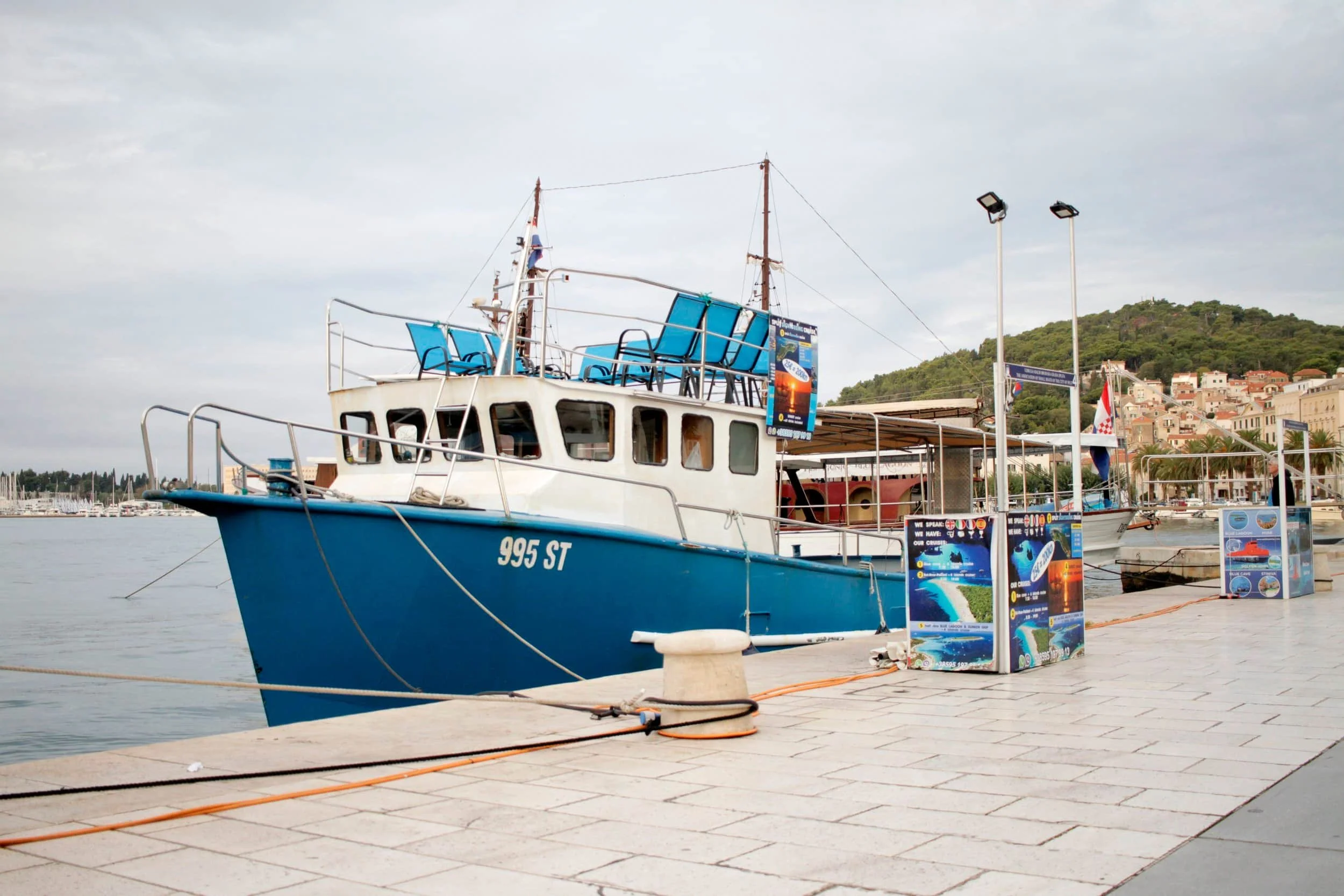 Boats docked at bay in Split Croatia