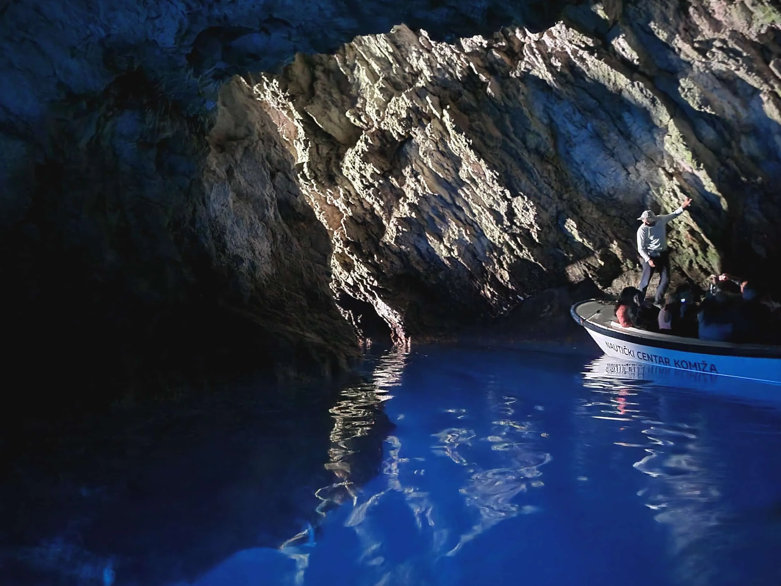 Rocky walls inside Blue Cave near Split Croatia