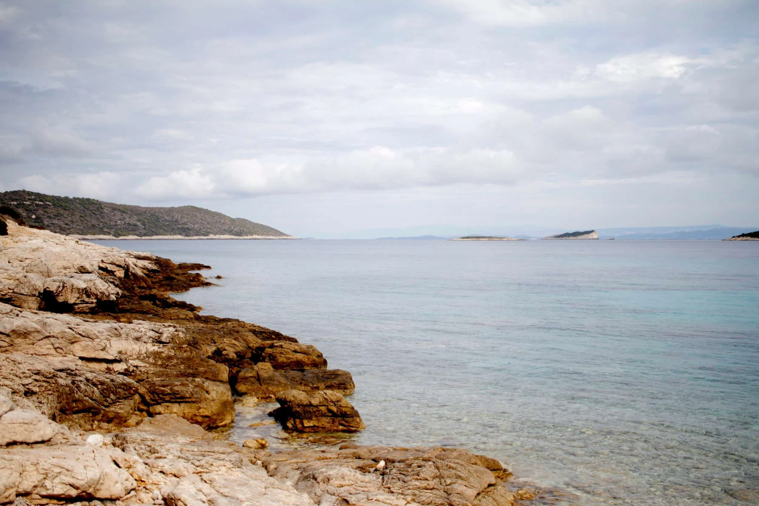 Blue Lagoon on Veliki Budikovac, Croatias islands, rocky coast and beach