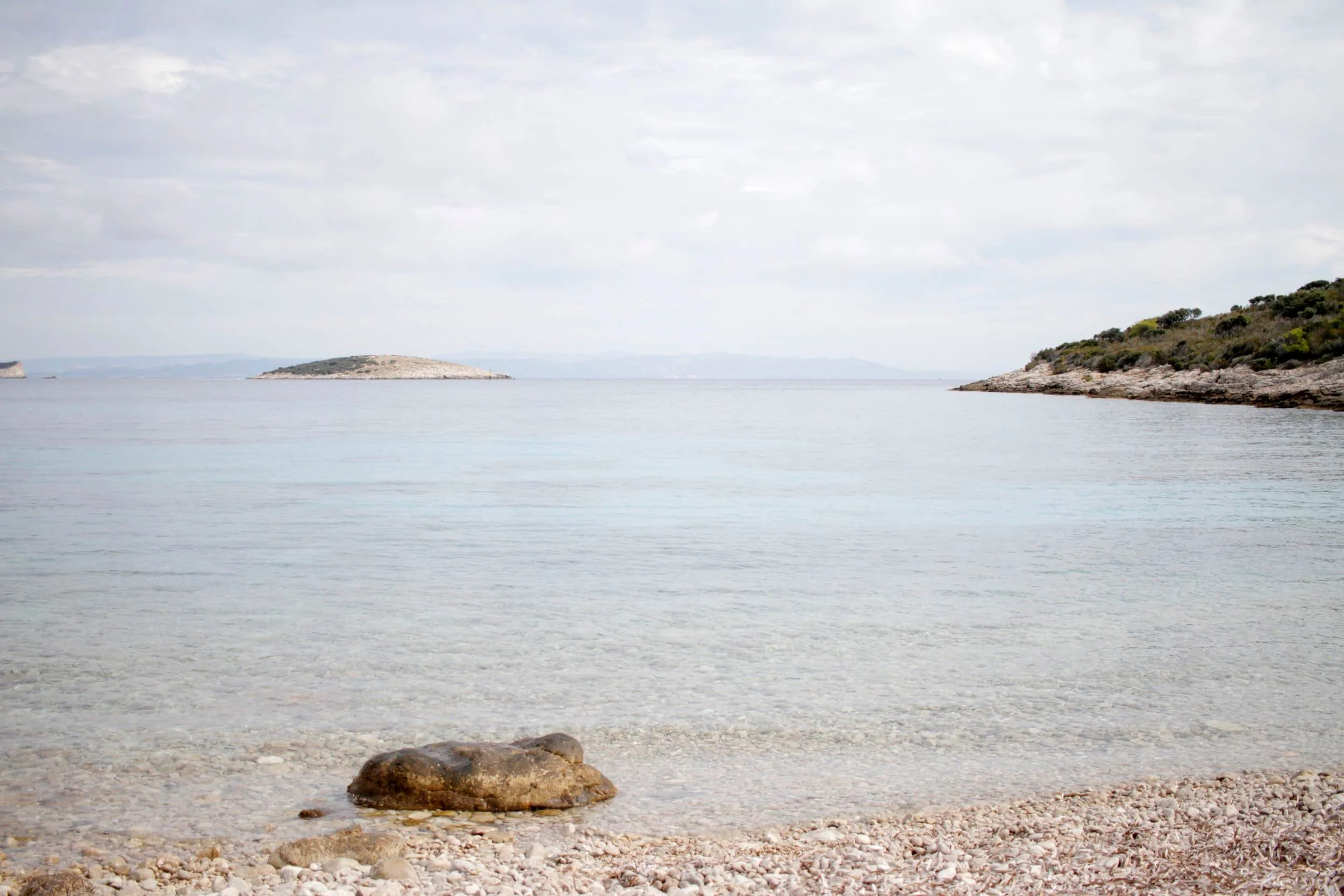 Blue Lagoon on Veliki Budikovac, Croatias islands, rocky coast and beach