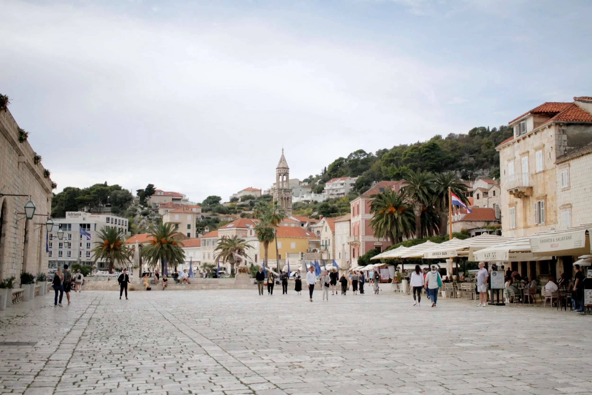 Square on Hvar Island along Croatias coastline near Split