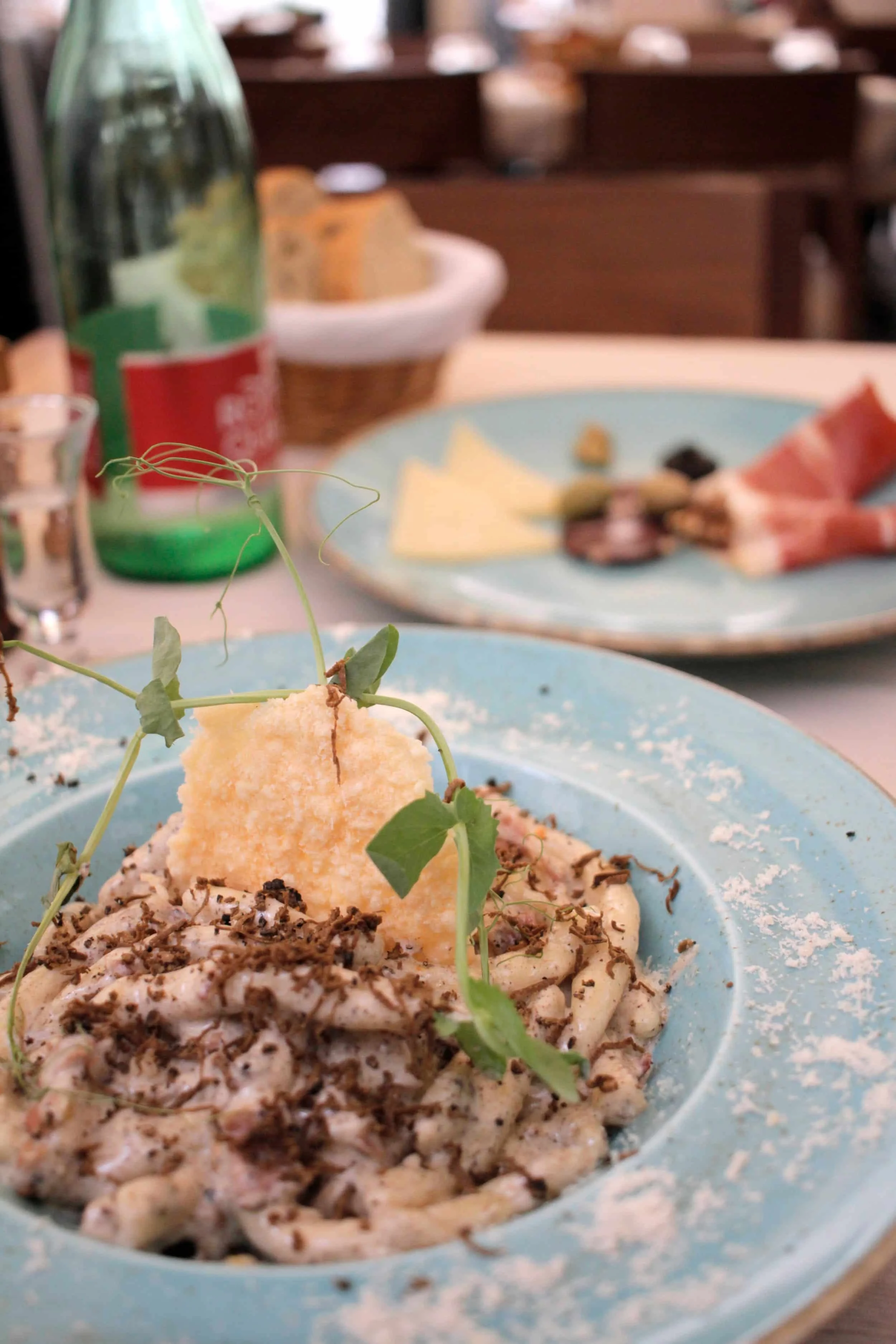 Close up of dish of pasta at restaurant in Hvar Island in Croatia