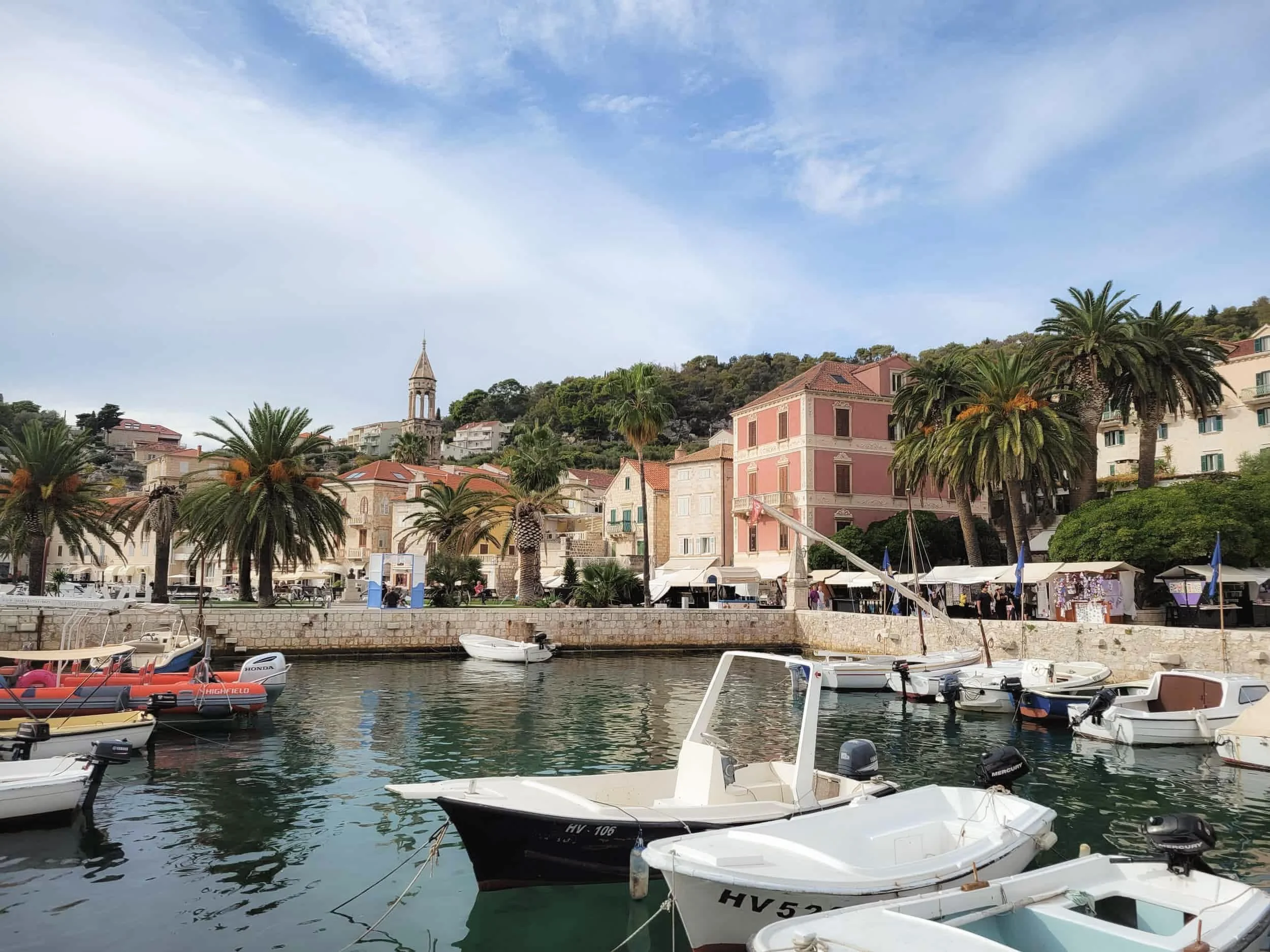Bay with boats on Hvar Island in Croatia