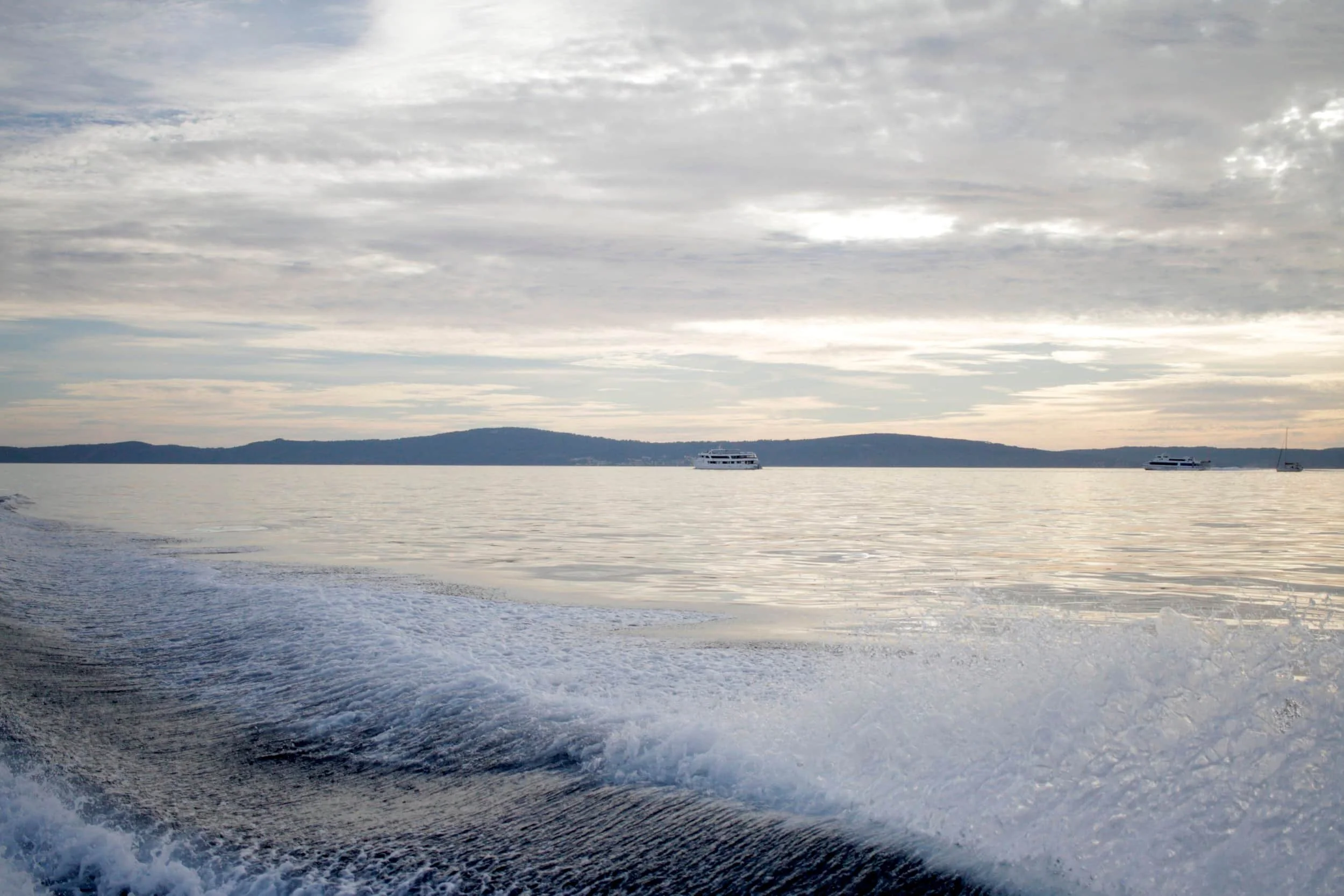 Sunset views of the Adriatic from a boat near split Croatia